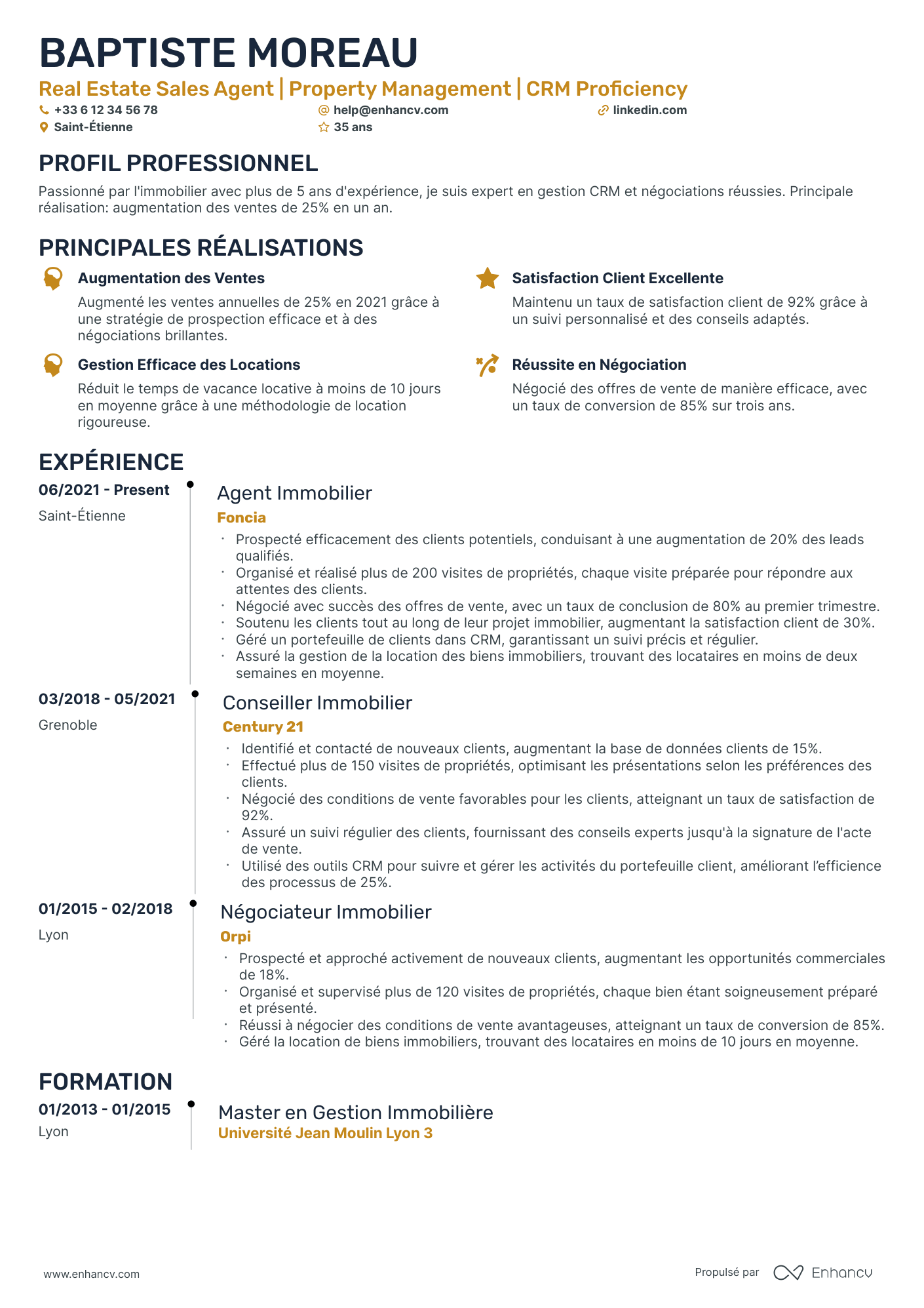 Agent Immobilier resume example