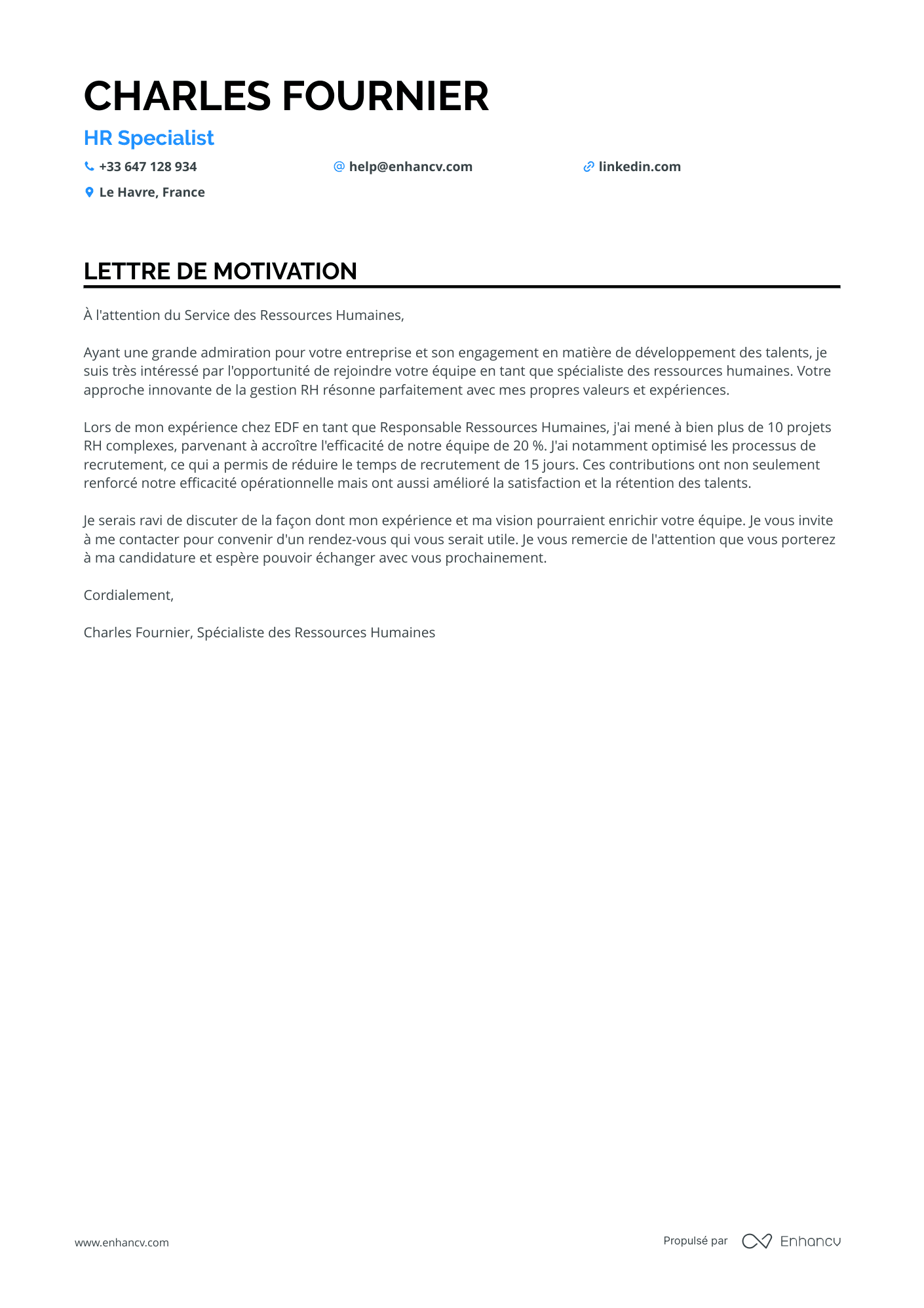 RH Lettre de motivation