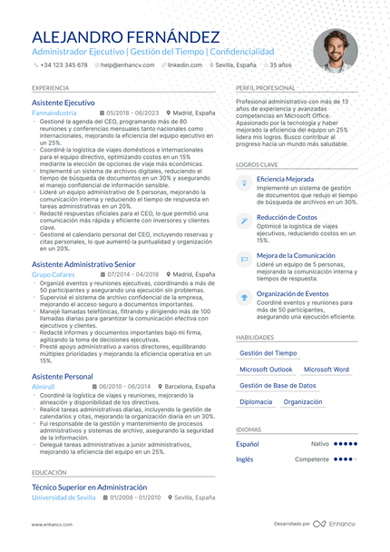 Asistente Administrativo resume example