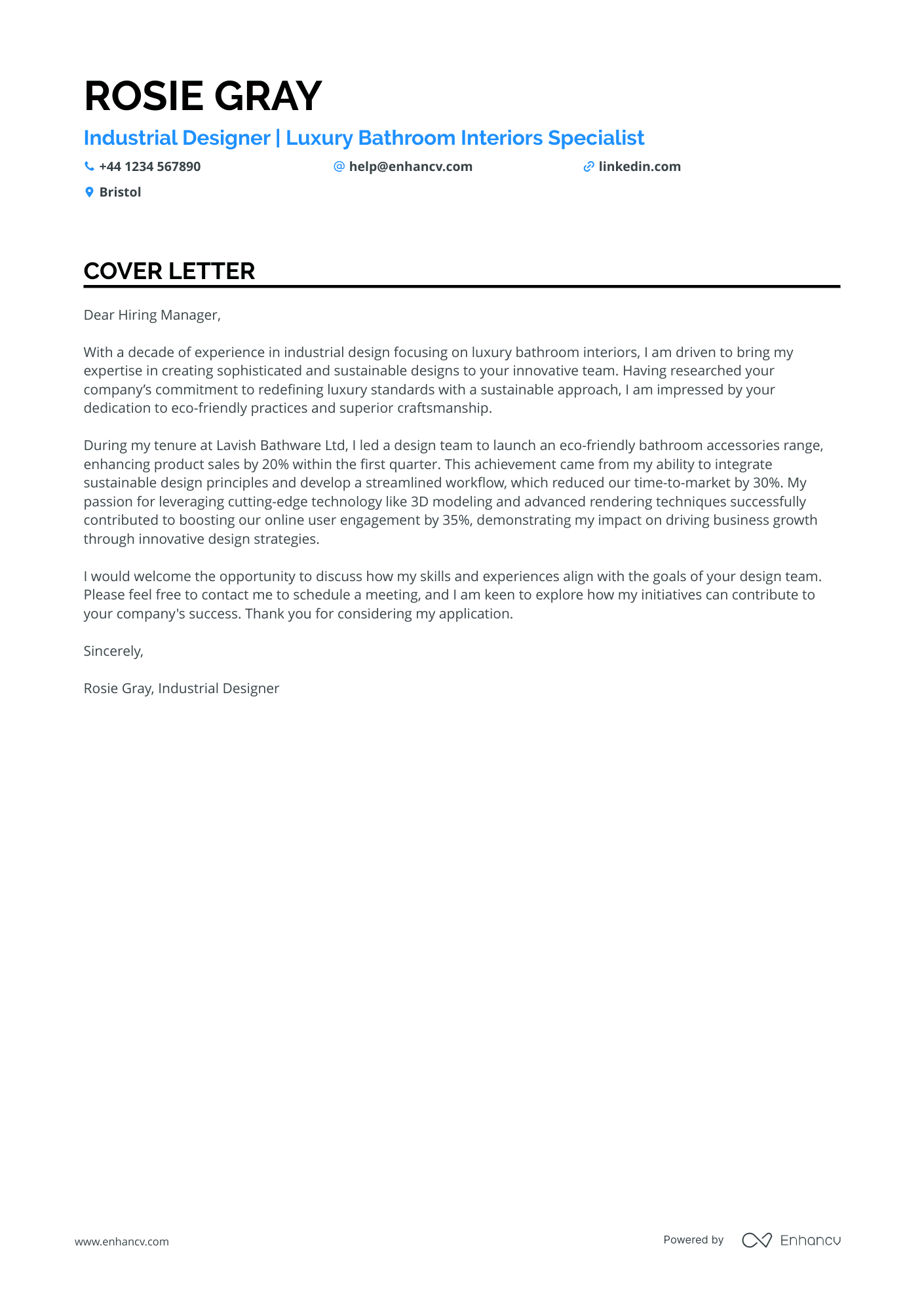 Industrial Design cover letter