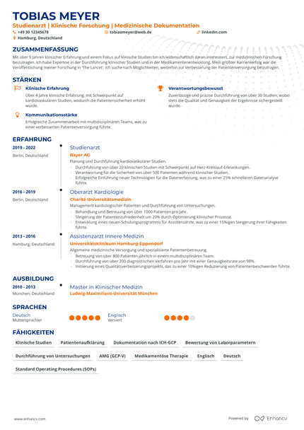 Arzt resume example