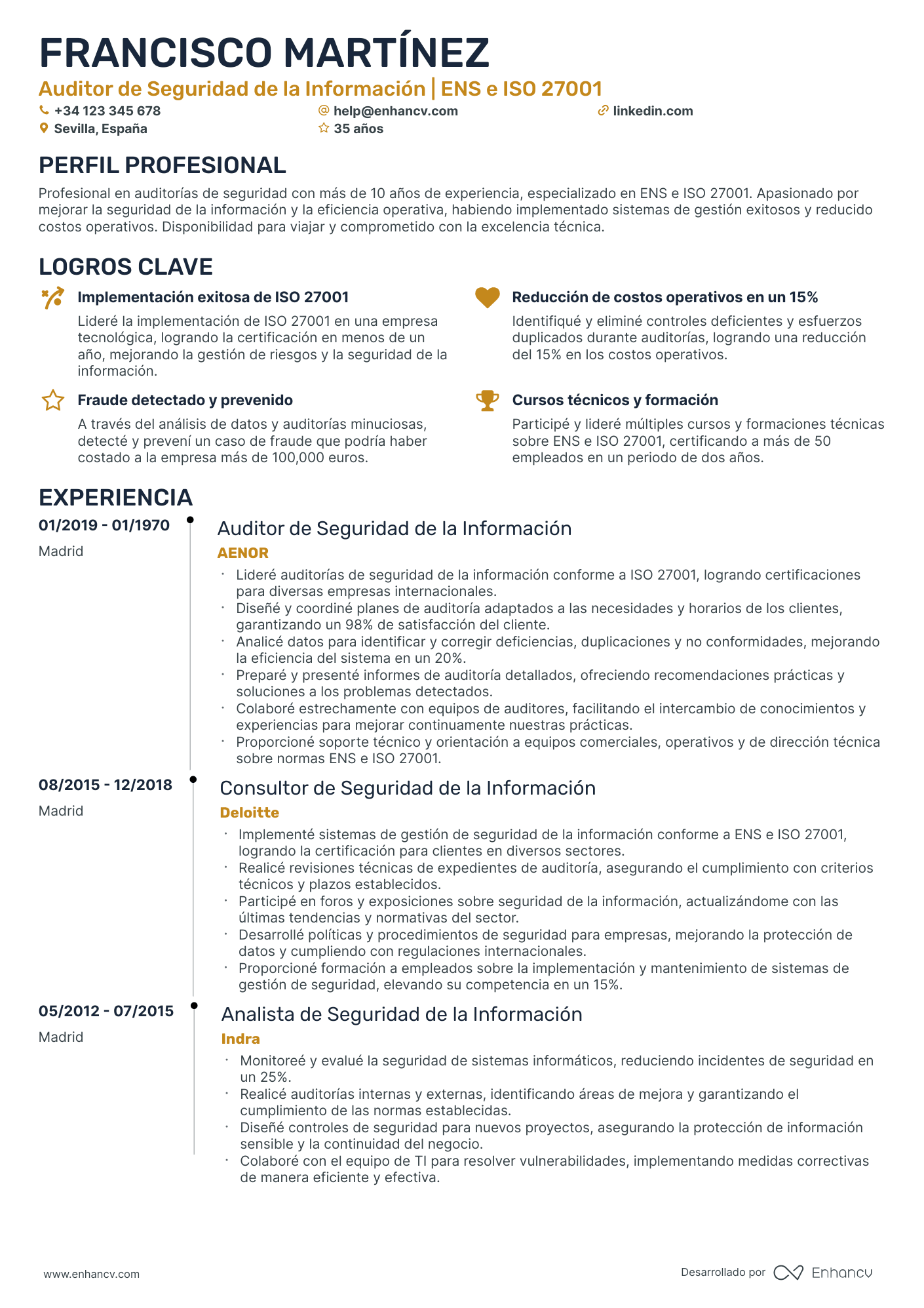 Informática resume example