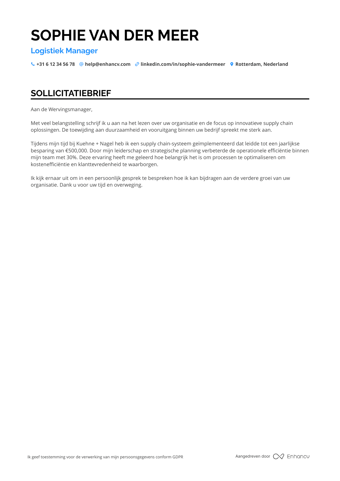Logistiek Manager Motivatiebrief