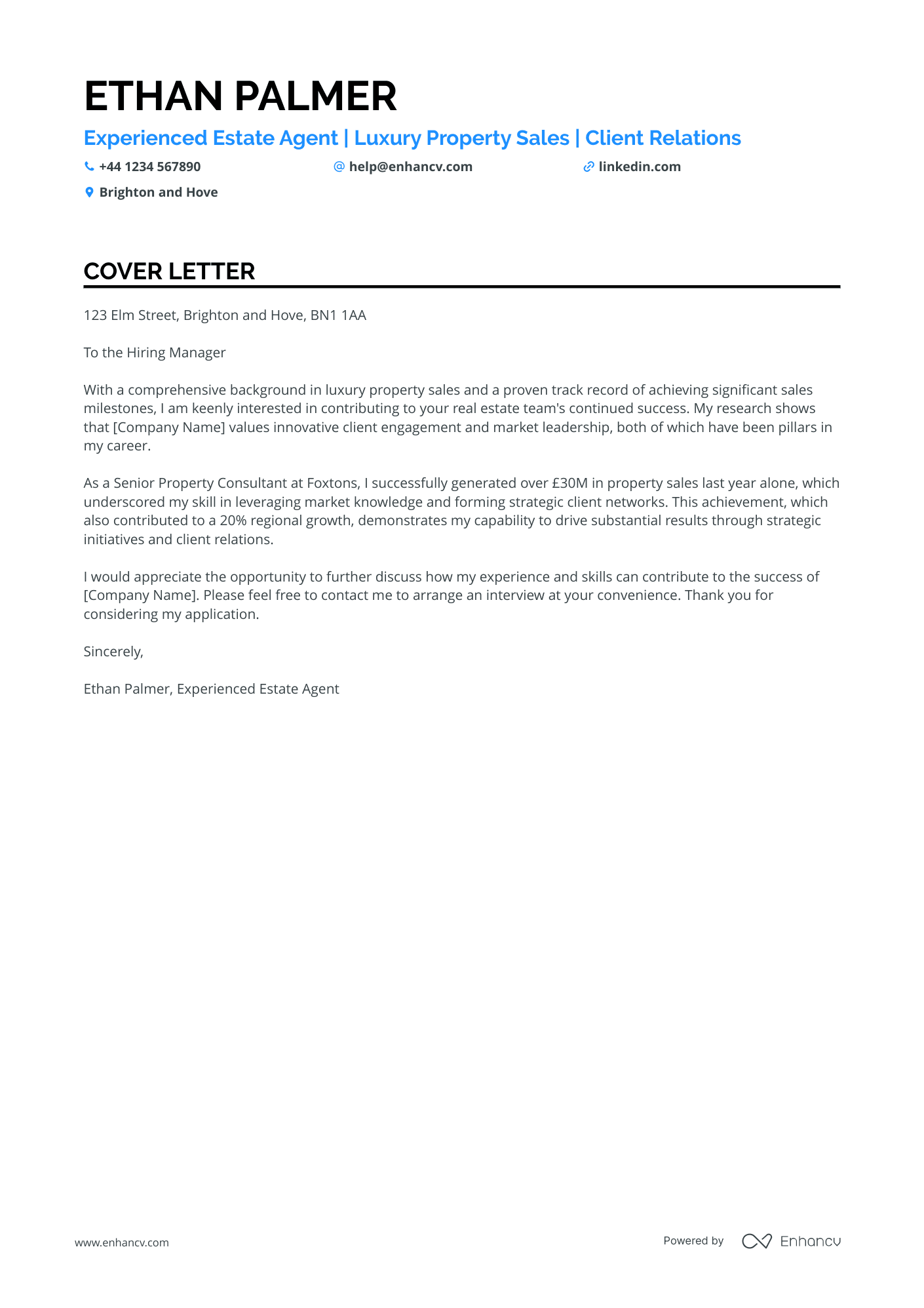 Real Estate Agent cover letter