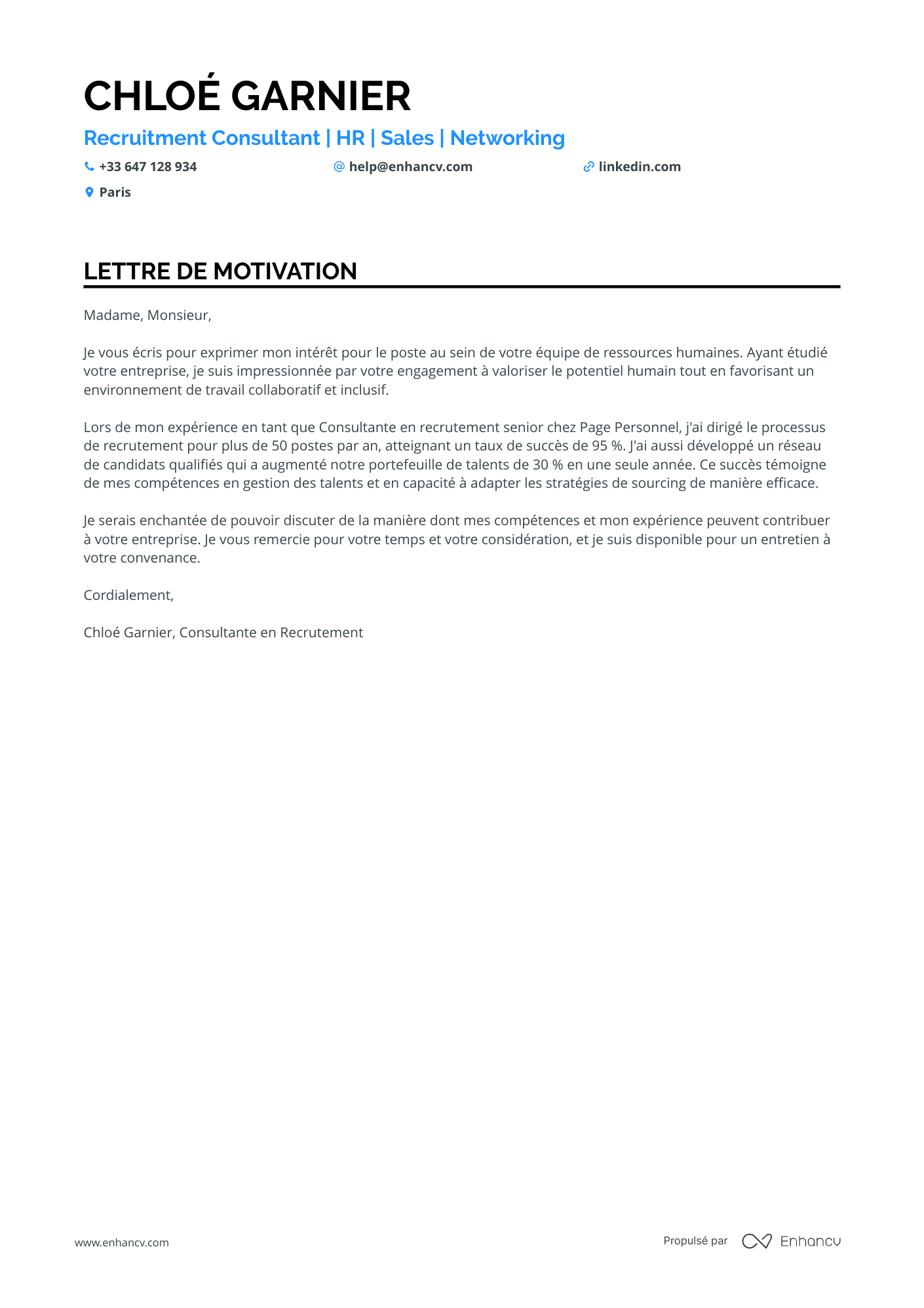Commercial Lettre de motivation