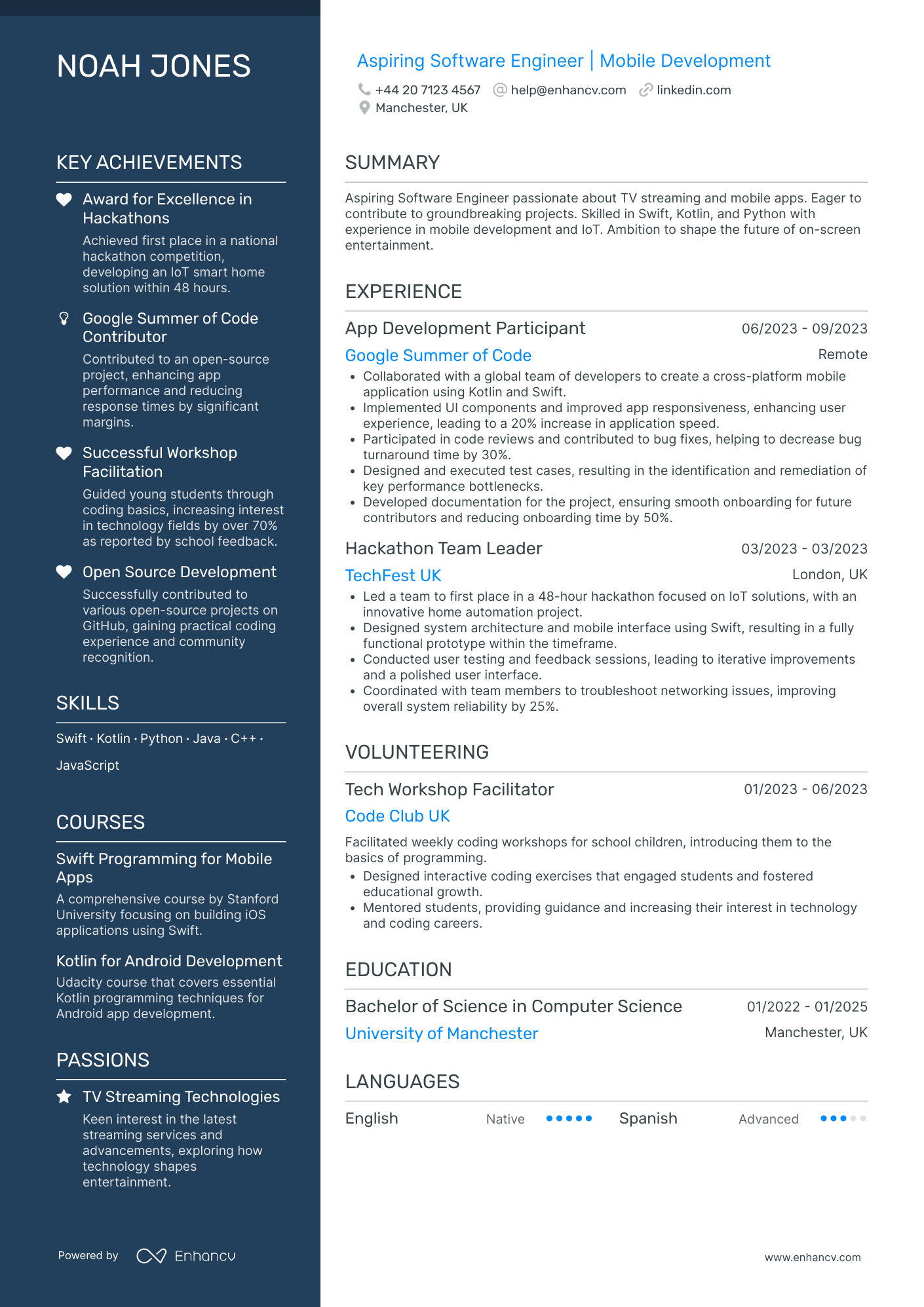 Software Engineer Intern CV Examples & Guide for 2026