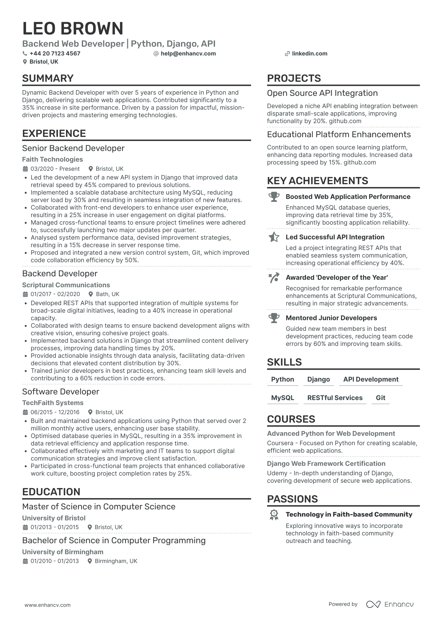 Python Developer CV Examples & Guide for 2025