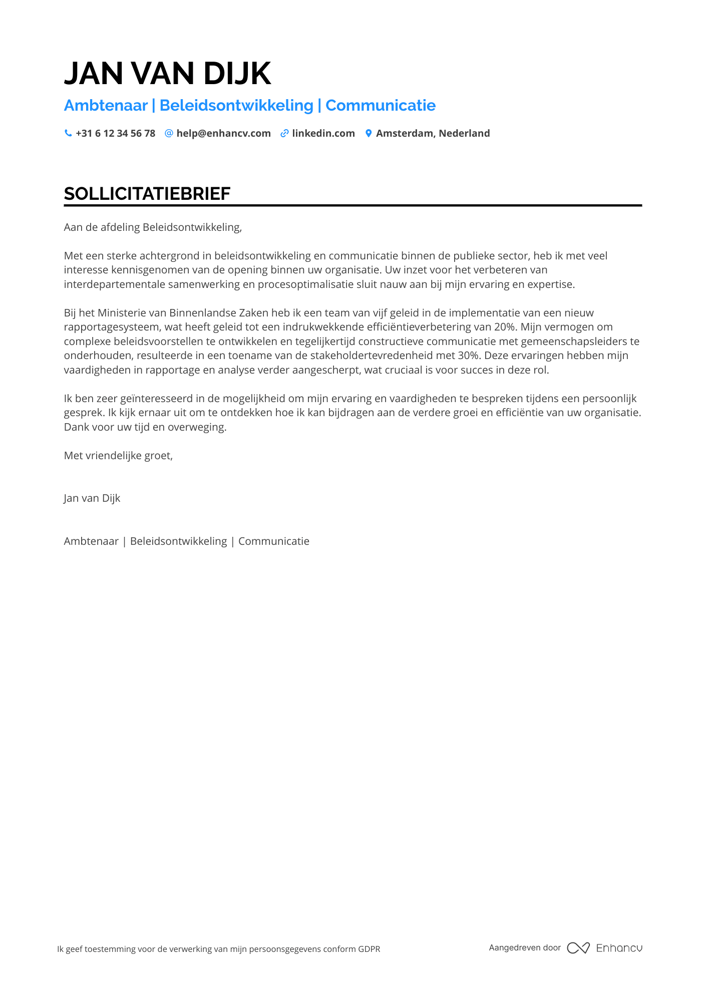Ambtenaar Motivatiebrief