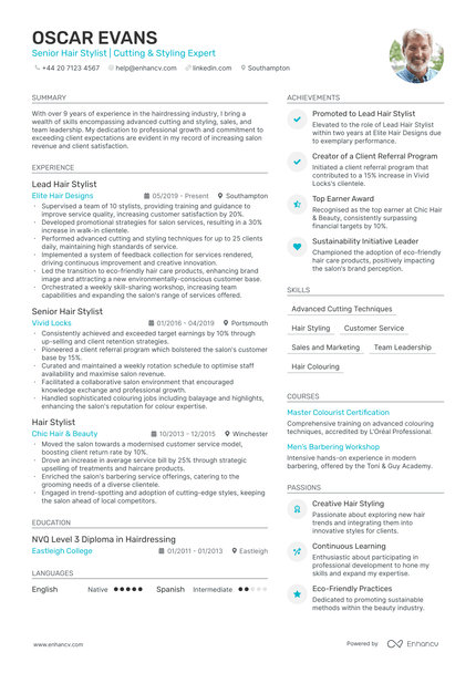 Hairdresser CV Examples & Guide for 2025