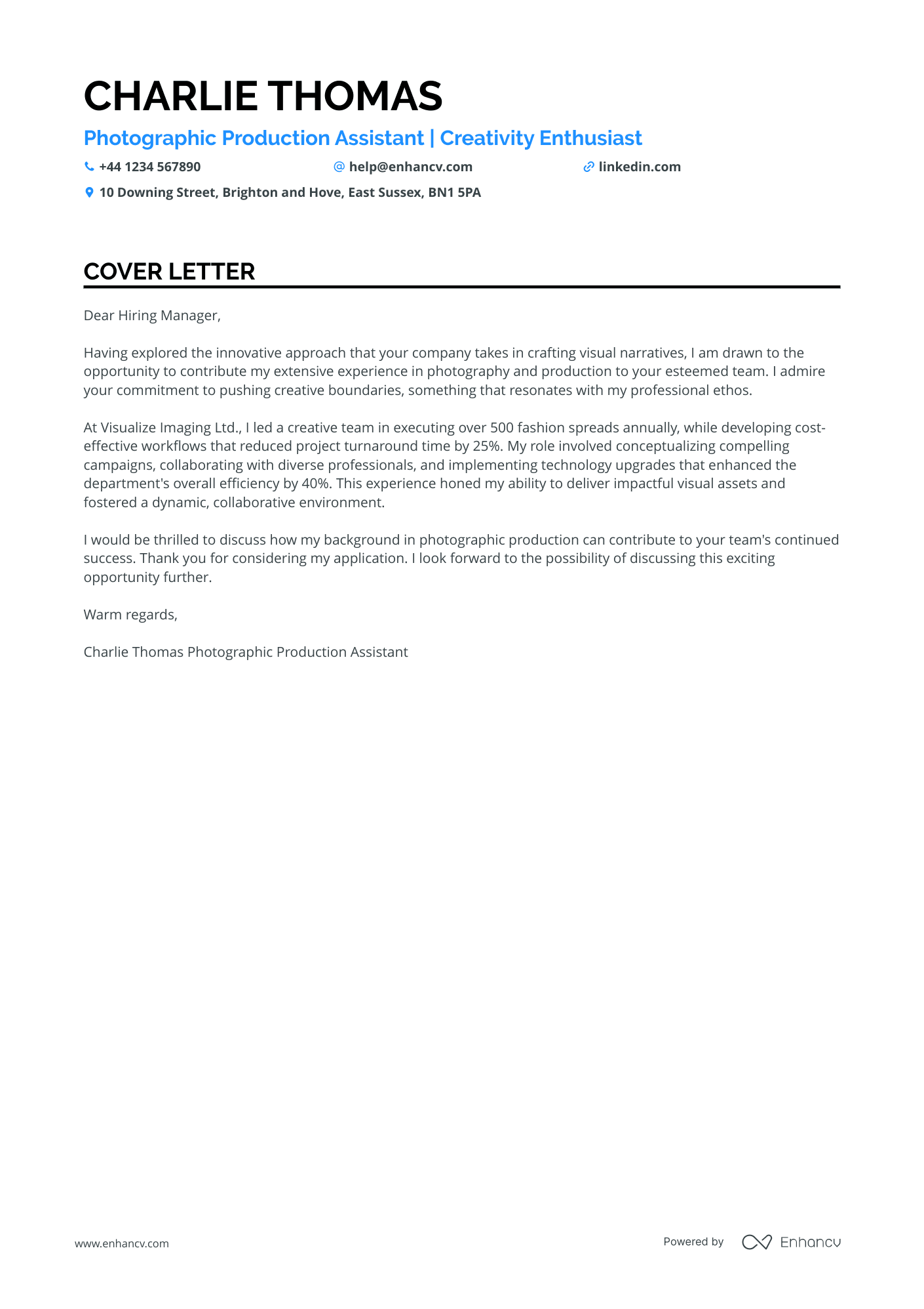 Production Assistant cover letter