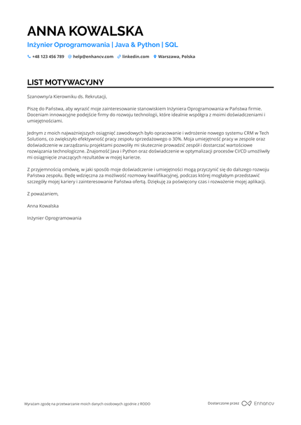 Software Engineer List motywacyjny