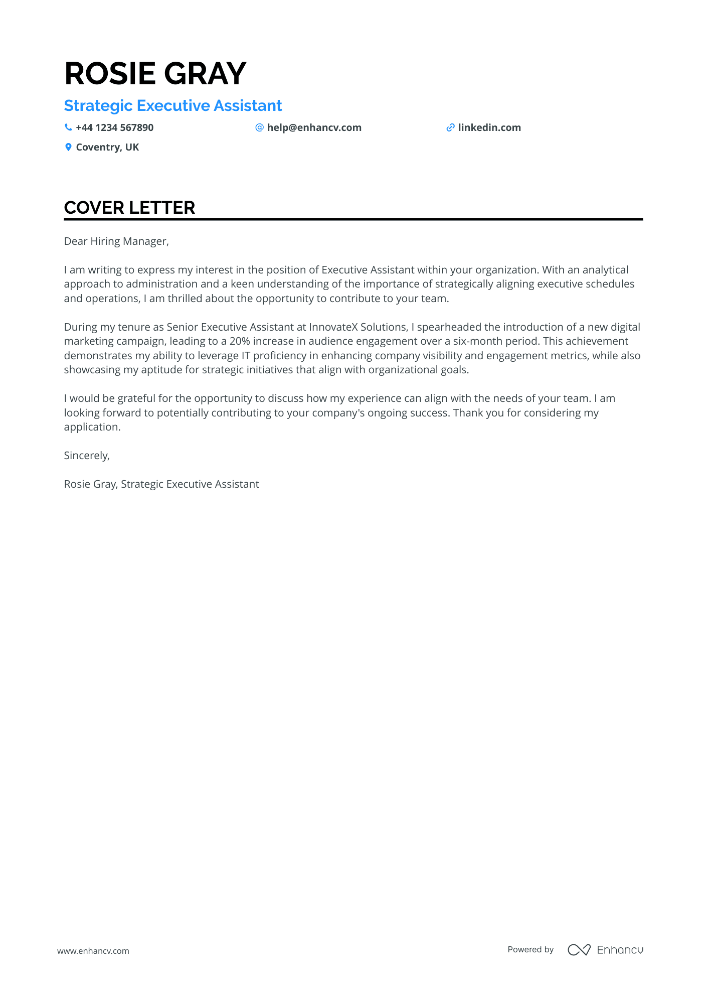 Business Owner cover letter