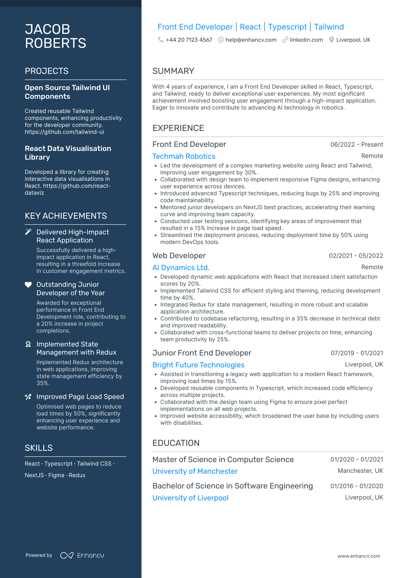 Front End Developer CV Examples & Guide for 2026