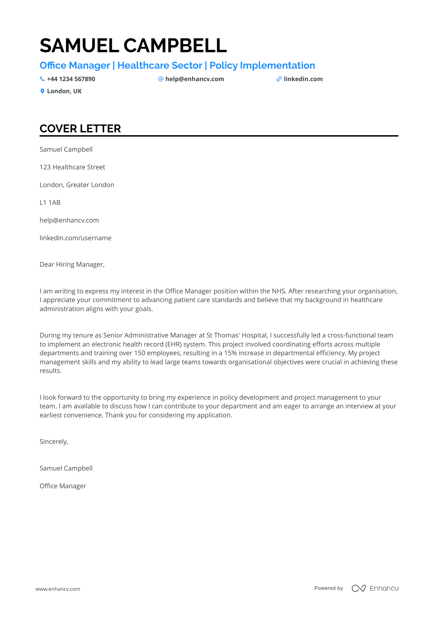 Office Manager cover letter