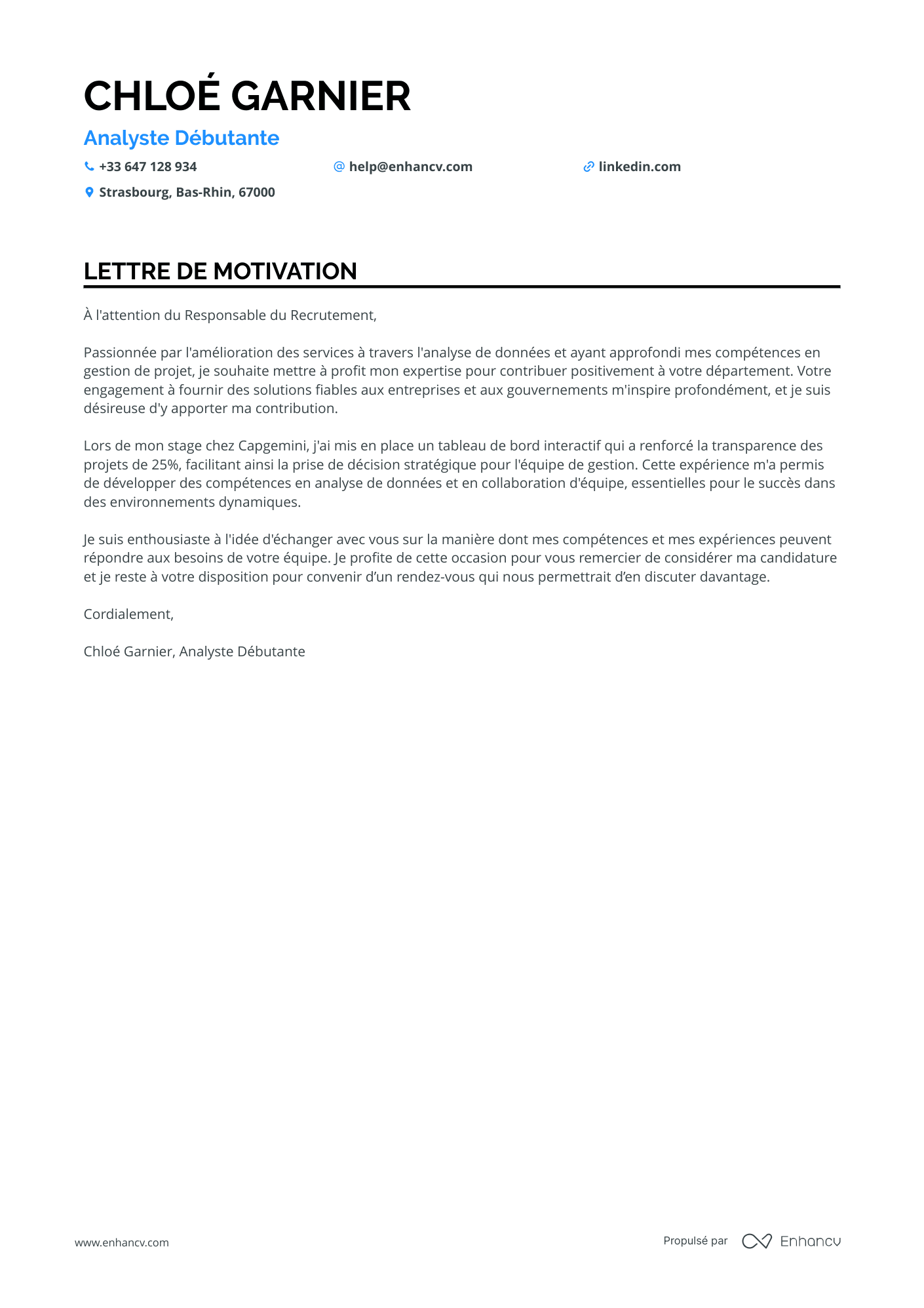 Lycéen Lettre de motivation