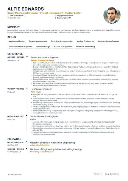 Mechanical Engineer CV Examples & Guide for 2026