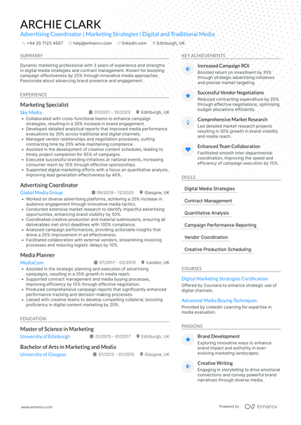 Advertising CV Examples & Guide for 2026