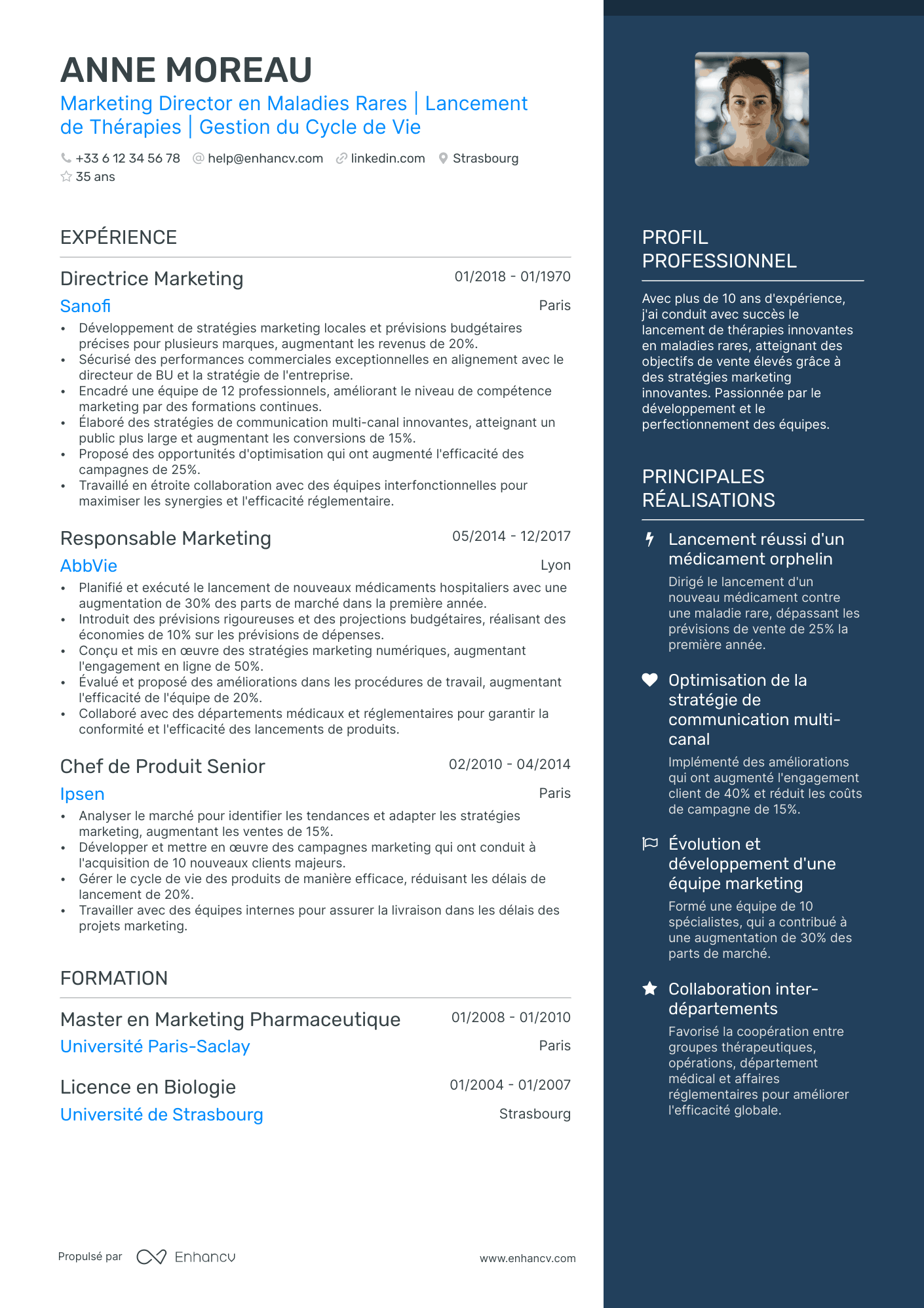 Directeur Marketing resume example