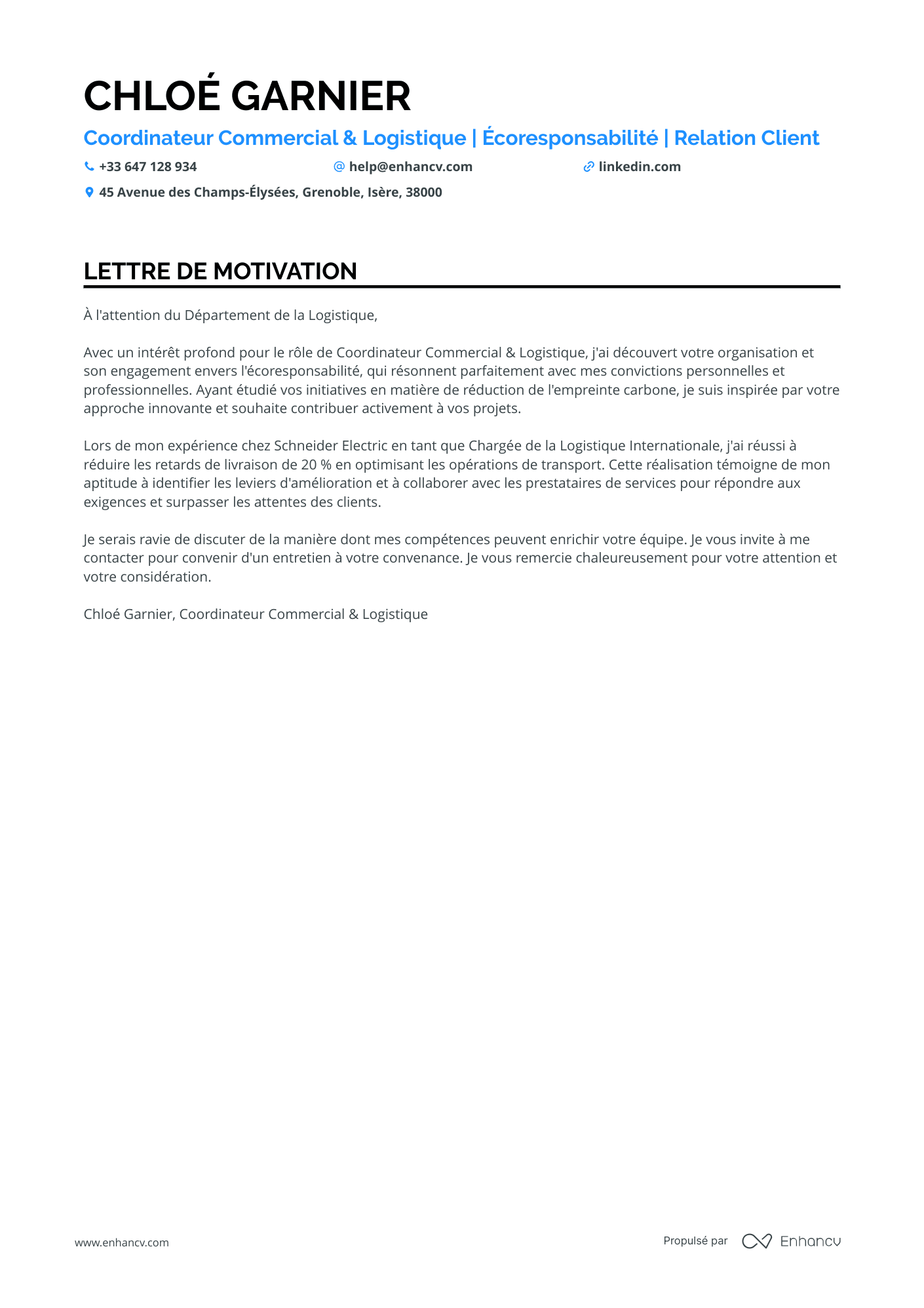 Commercial Export Resume Example