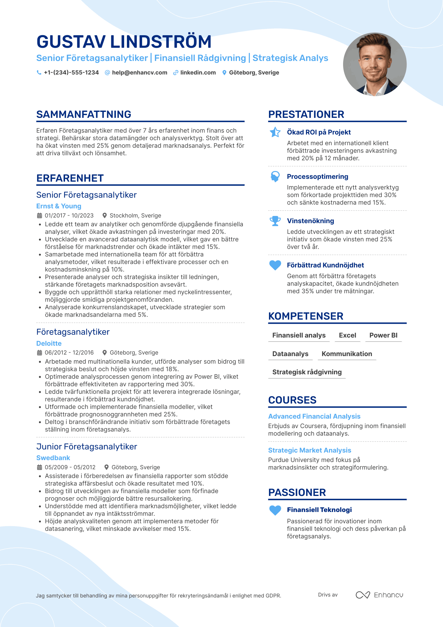 CV för Senior Företagsanalytiker Resume Example