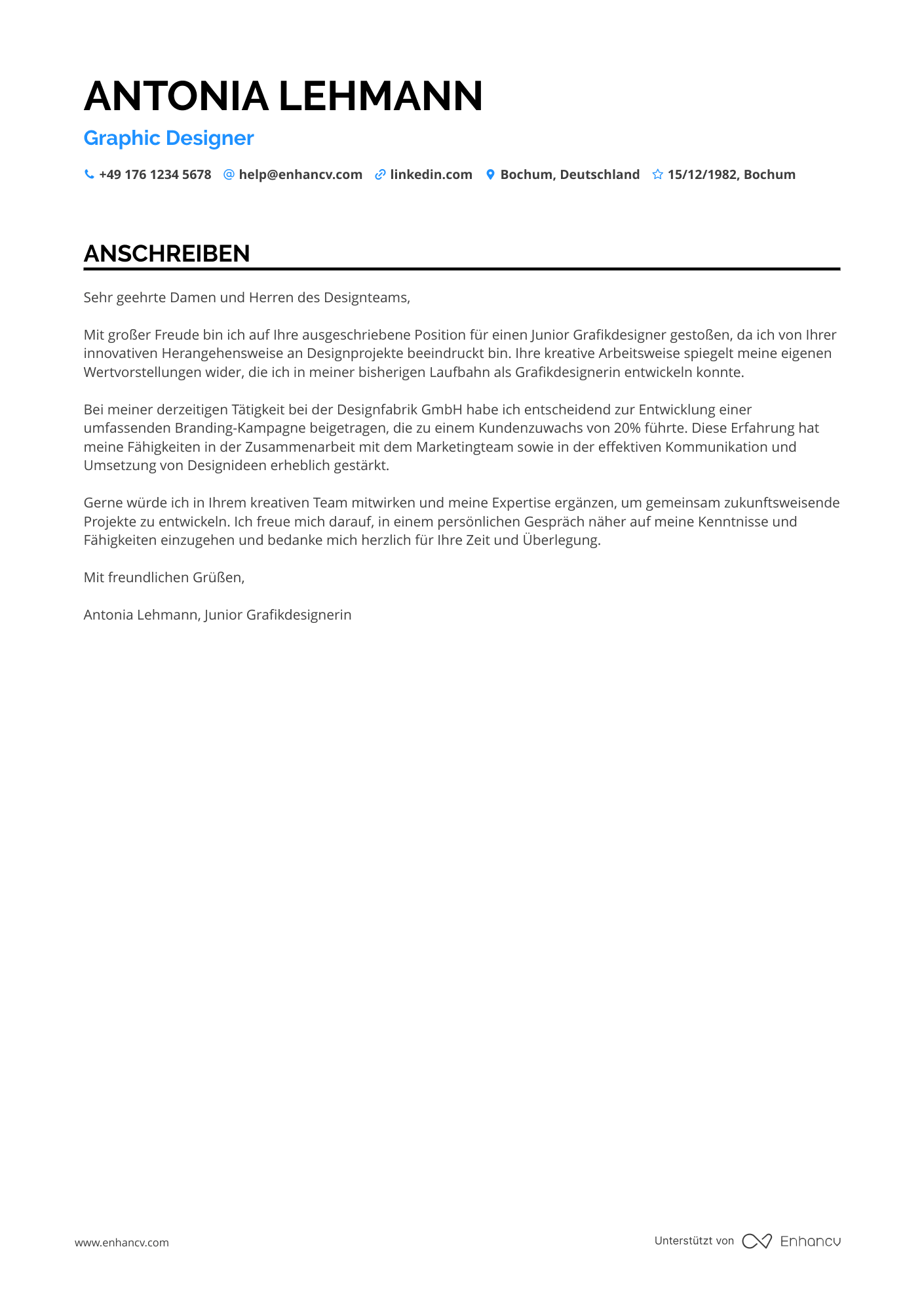 Junior Grafikdesigner Resume Example