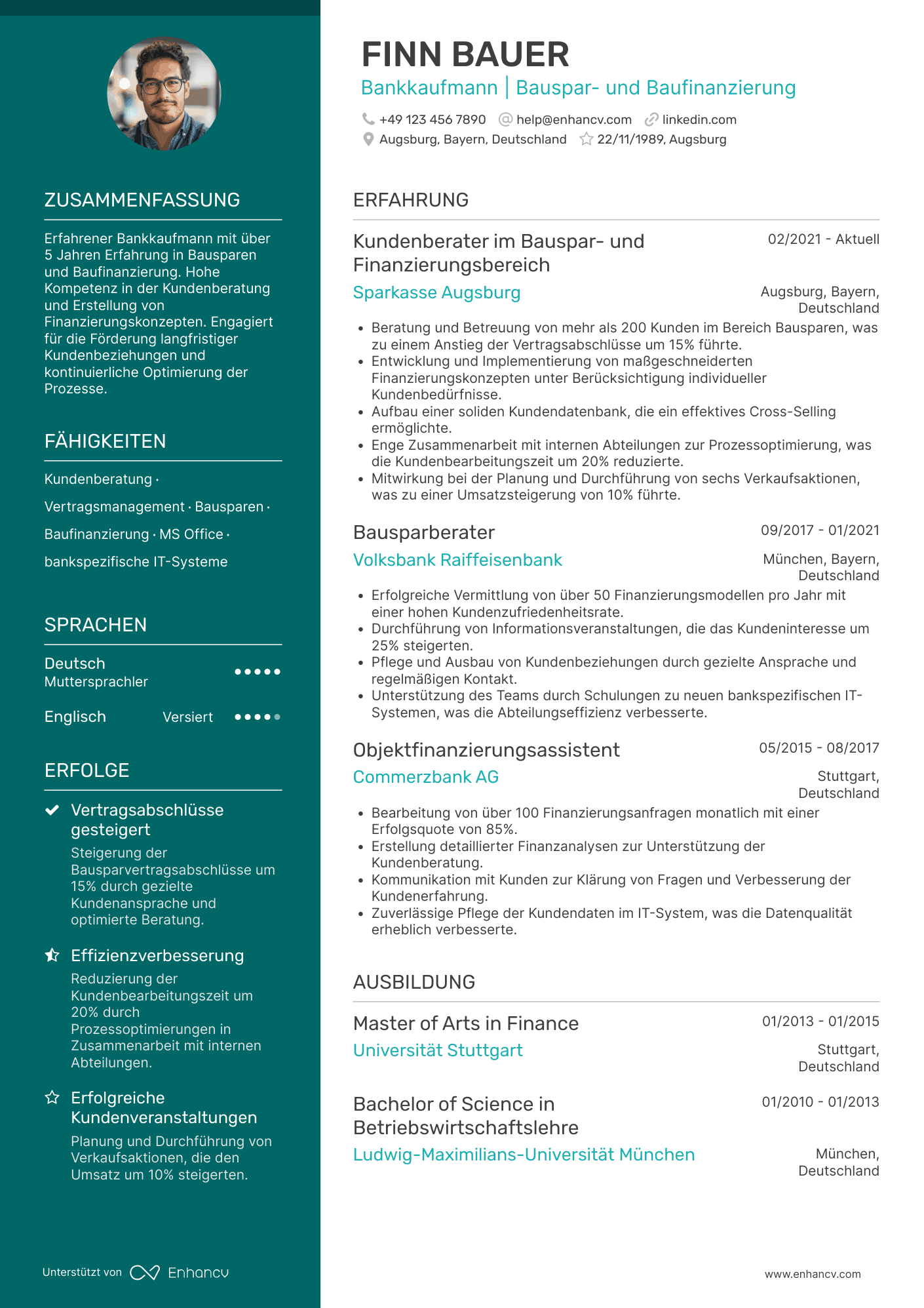Lebenslauf in Bankkaufmann in der Bausparkasse Resume Example