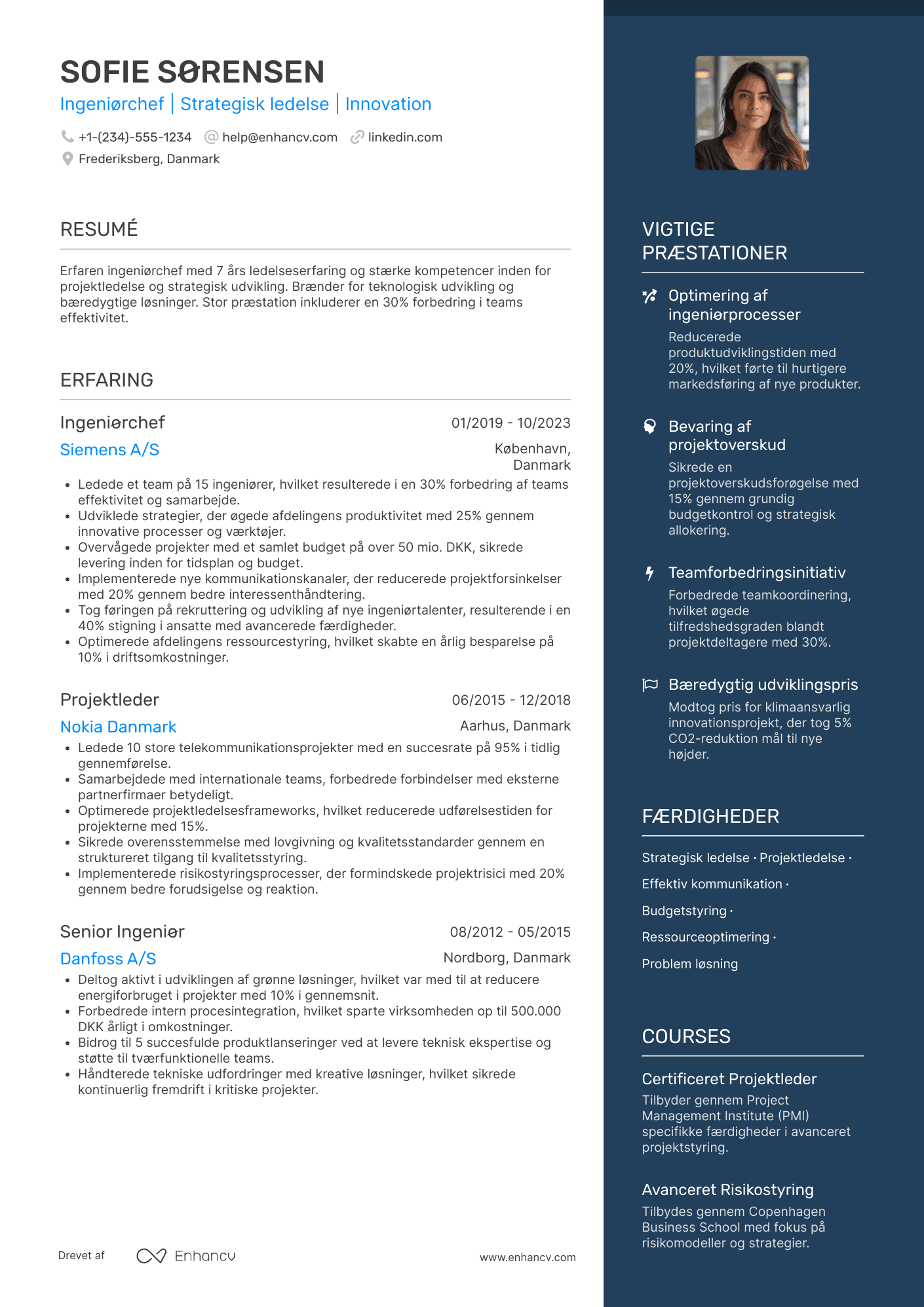 CV til Ingeniørchef Resume Example