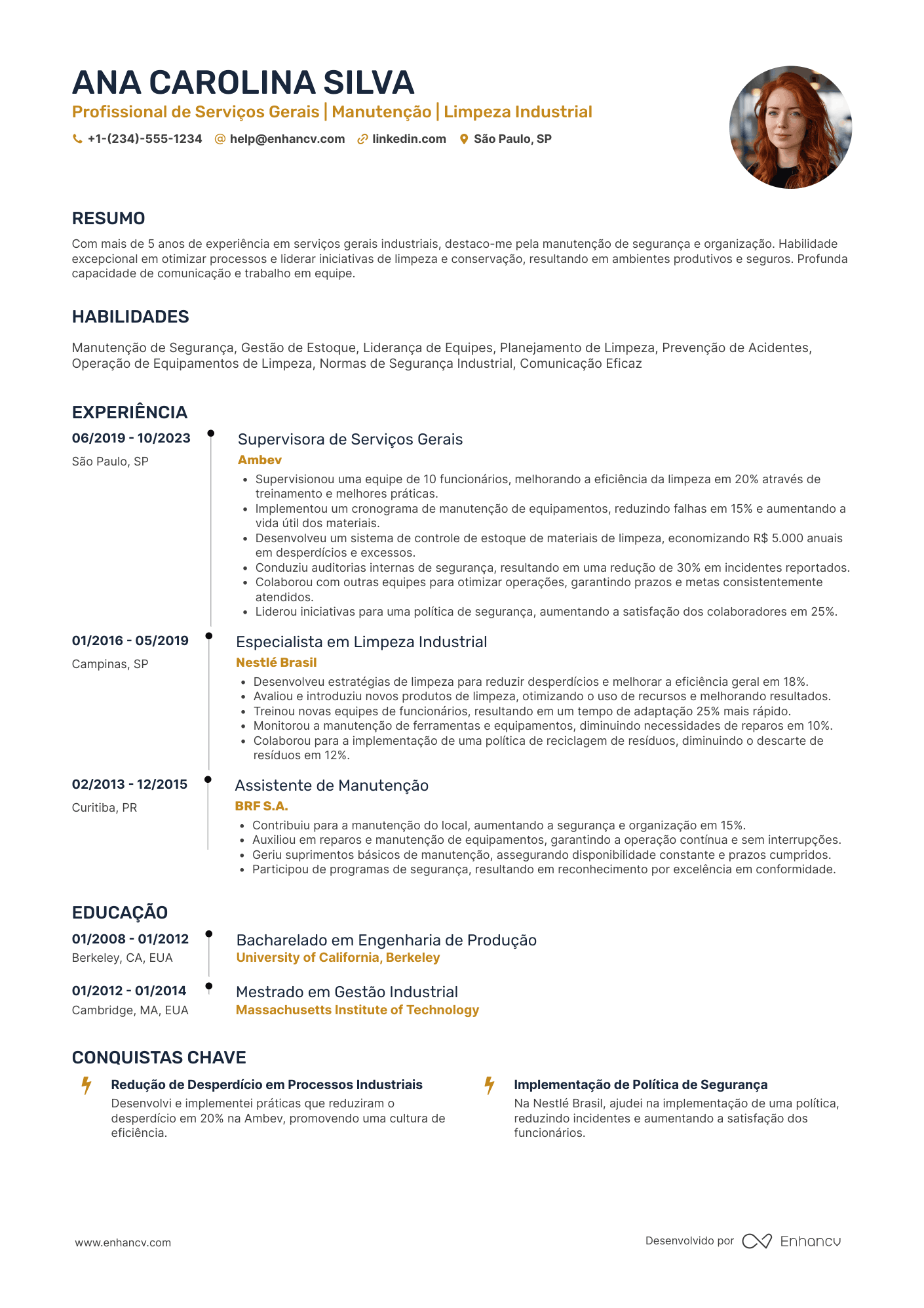Serviços Gerais Industrial Resume Example