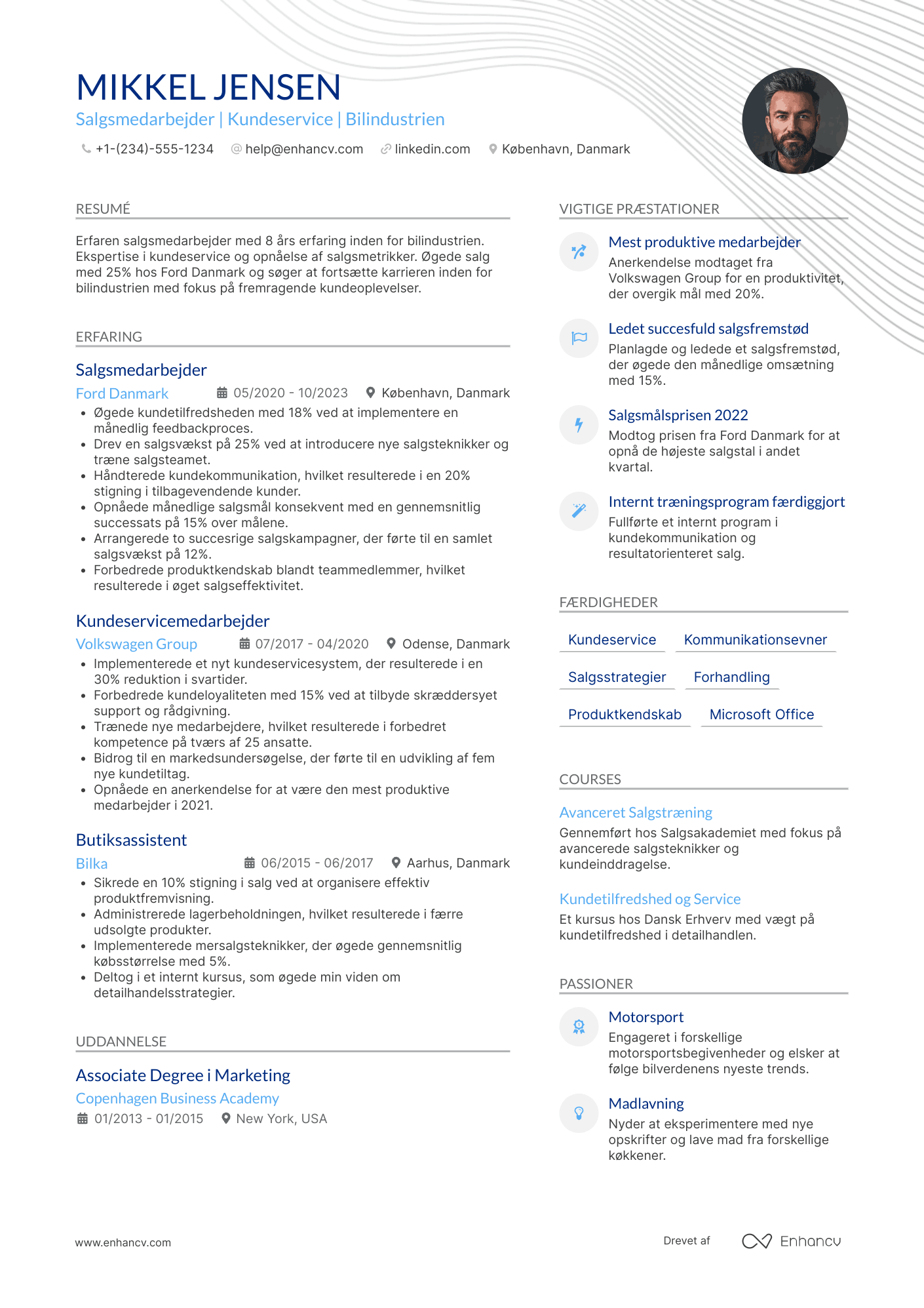 CV til Salgsmedarbejder i bilindustrien Resume Example