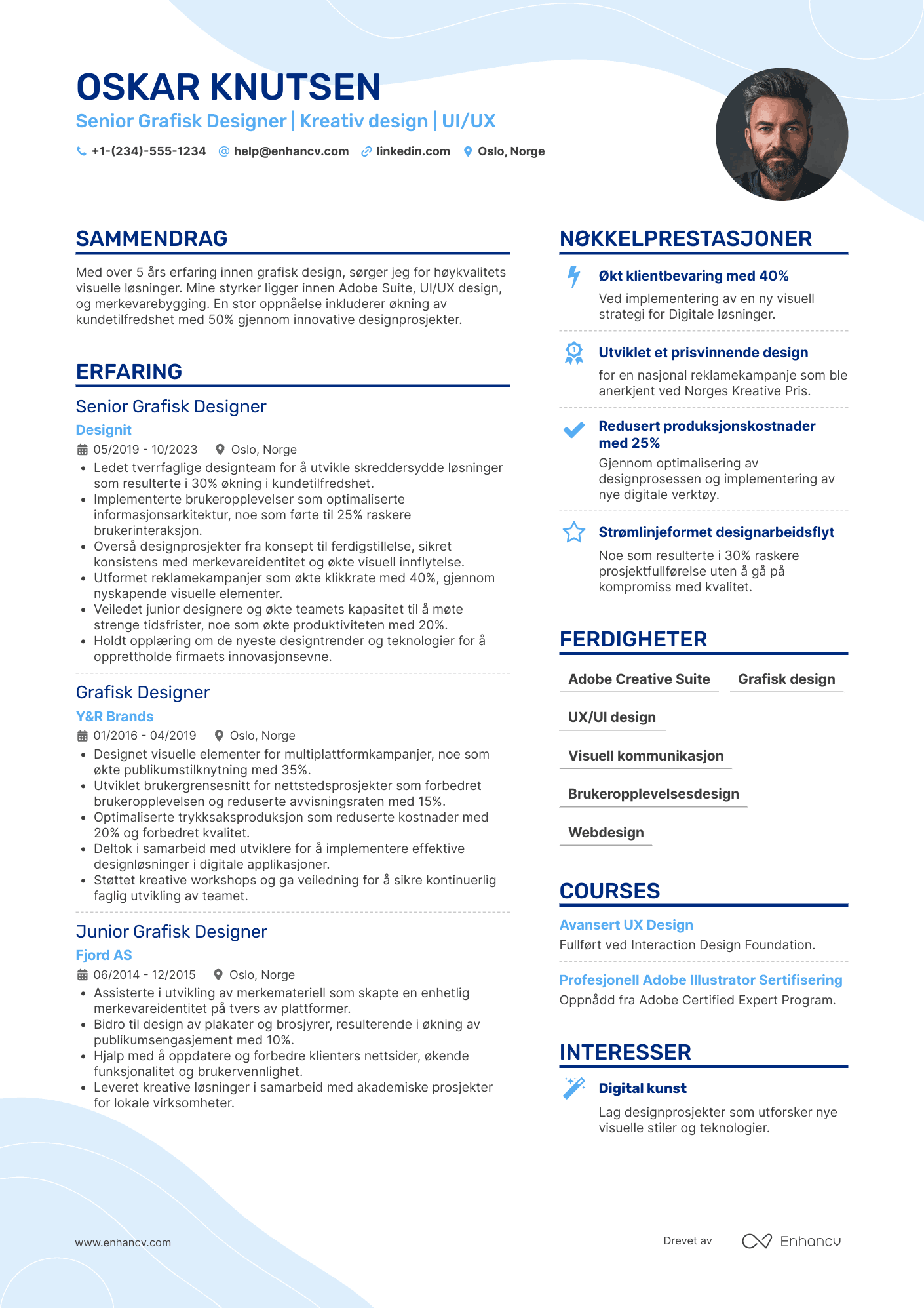 CV for Senior Grafisk Designer Resume Example