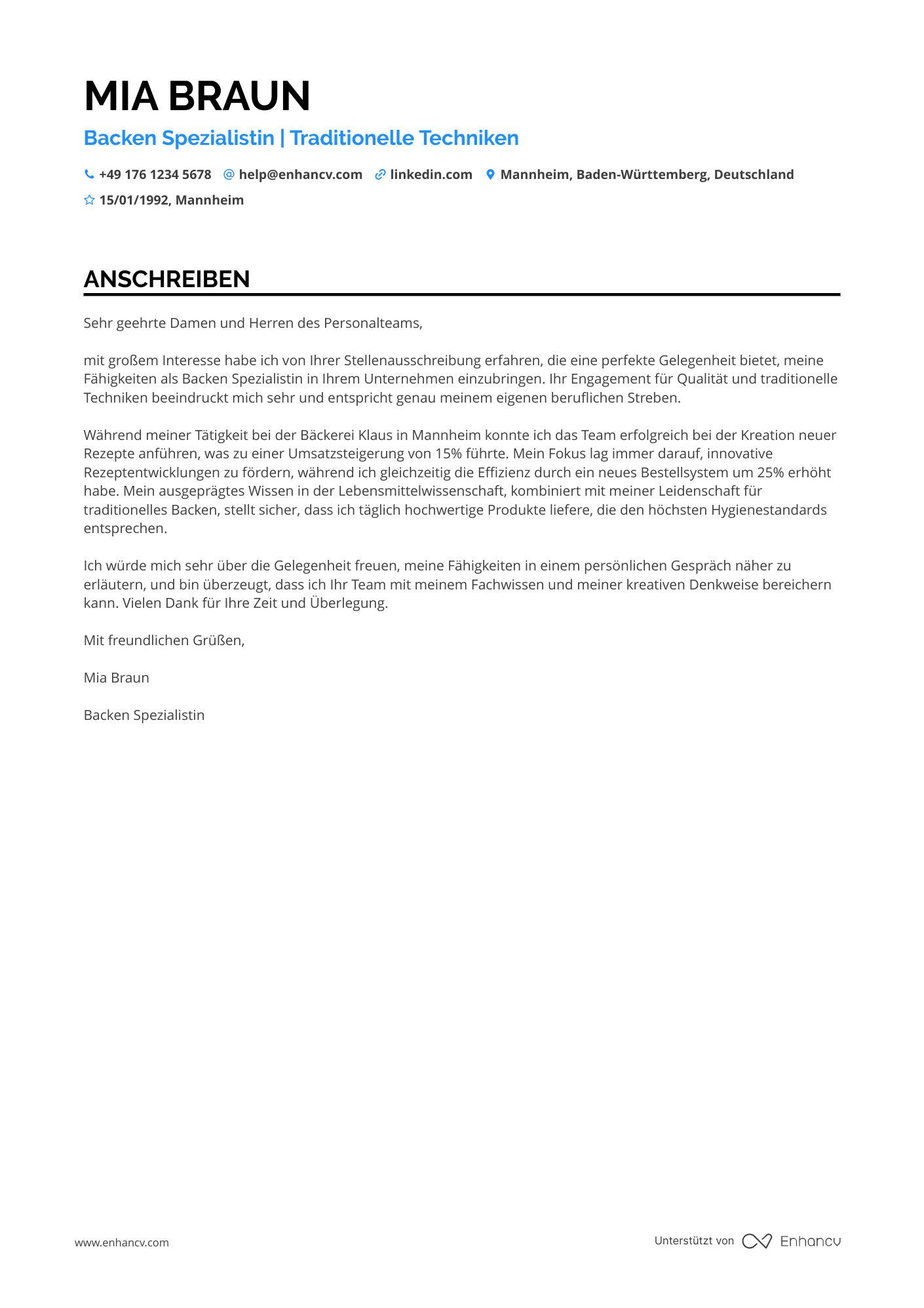 Bäcker Volontär Resume Example