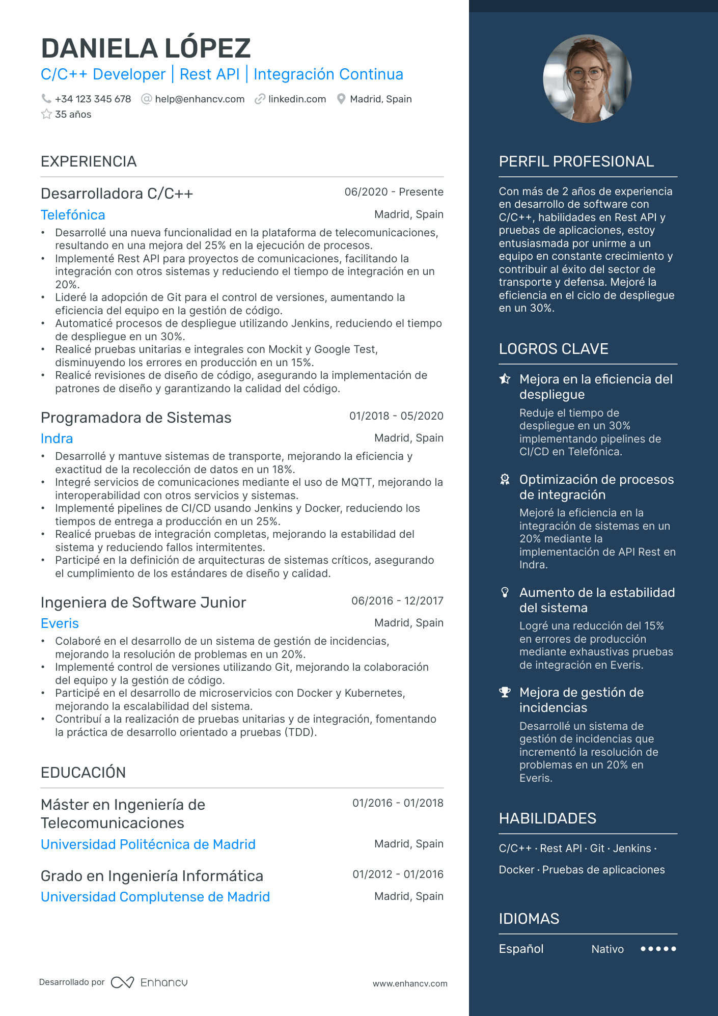 Programador de Seguridad Informática Resume Example