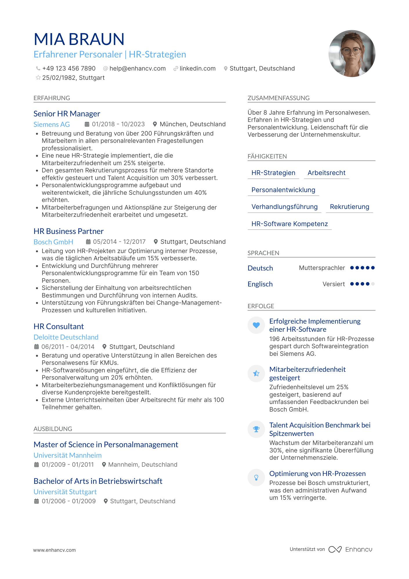 Lebenslauf als Erfahrener Personaler Resume Example