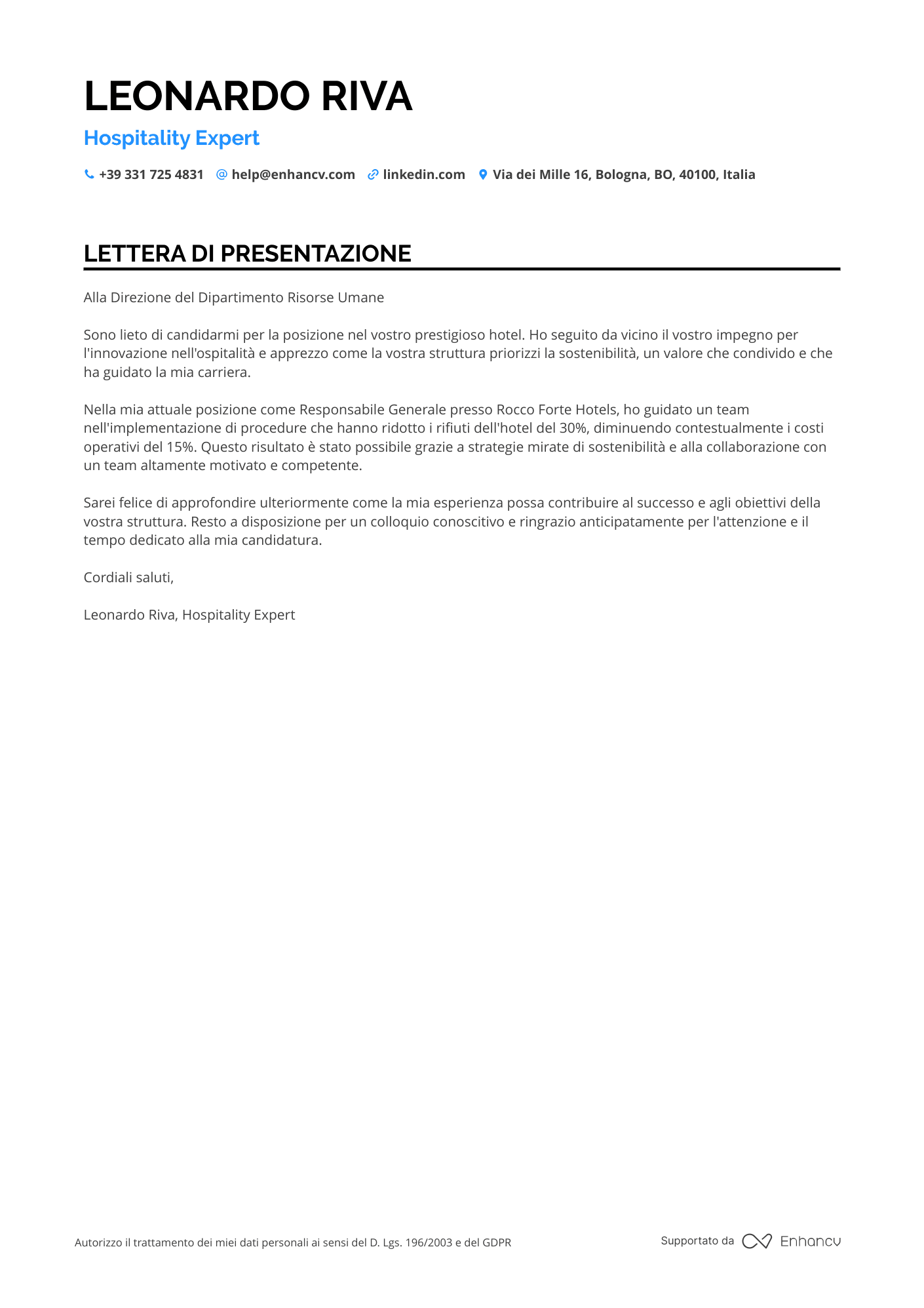 Hostess di Hotel Resume Example