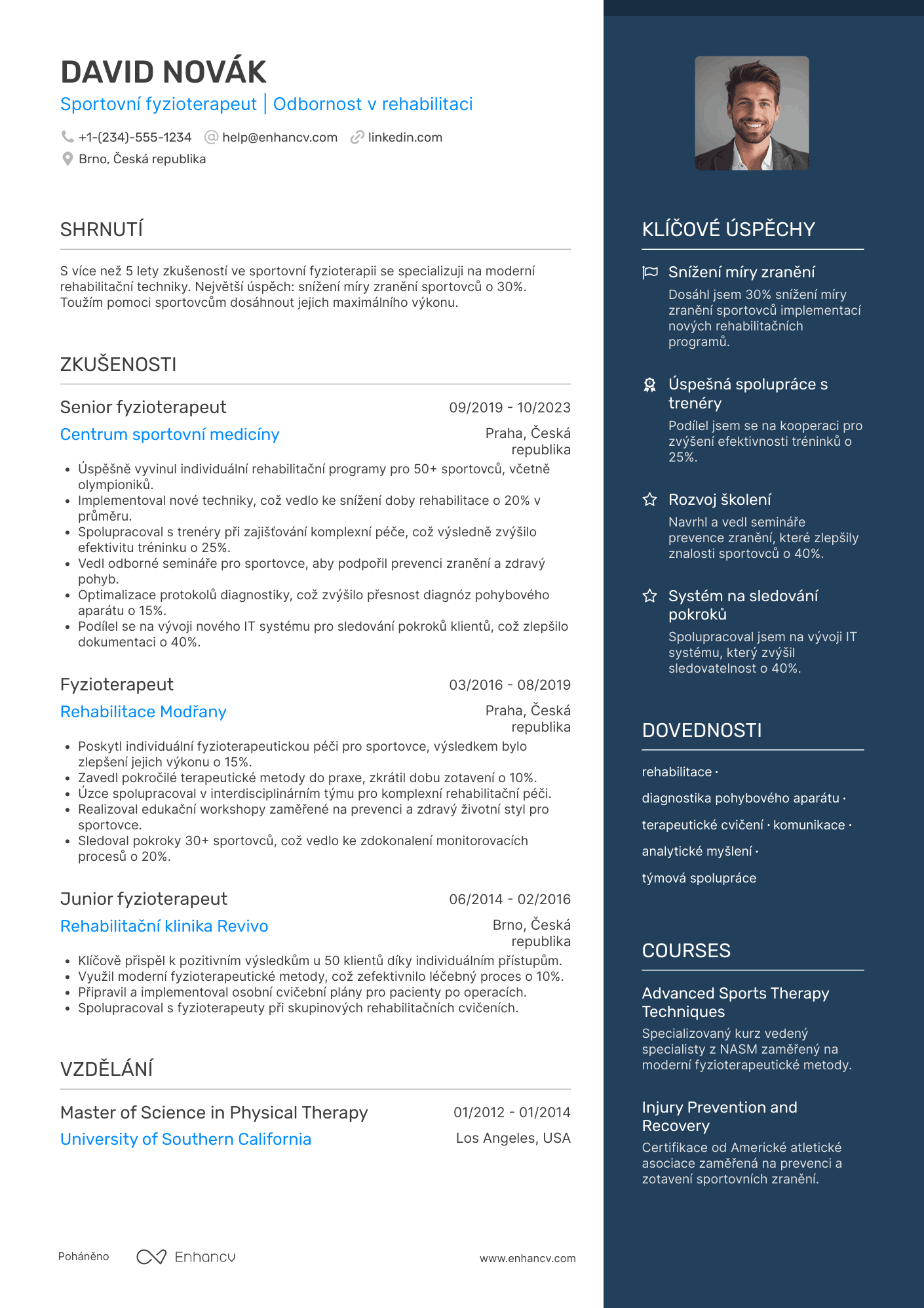 Životopis pro Sportovní fyzioterapeut Resume Example
