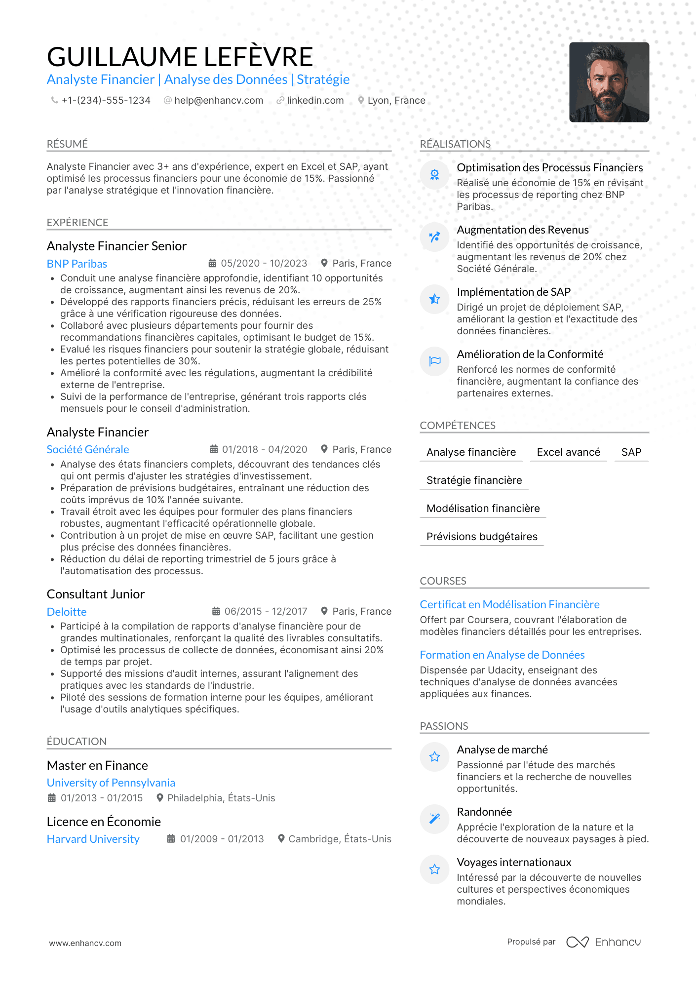 Exemple de CV pour un analyste financier Resume Example