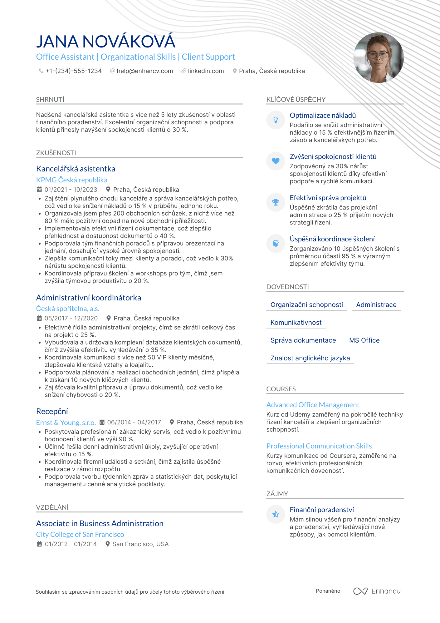 Životopis pro Kancelářský pracovník asistent Resume Example