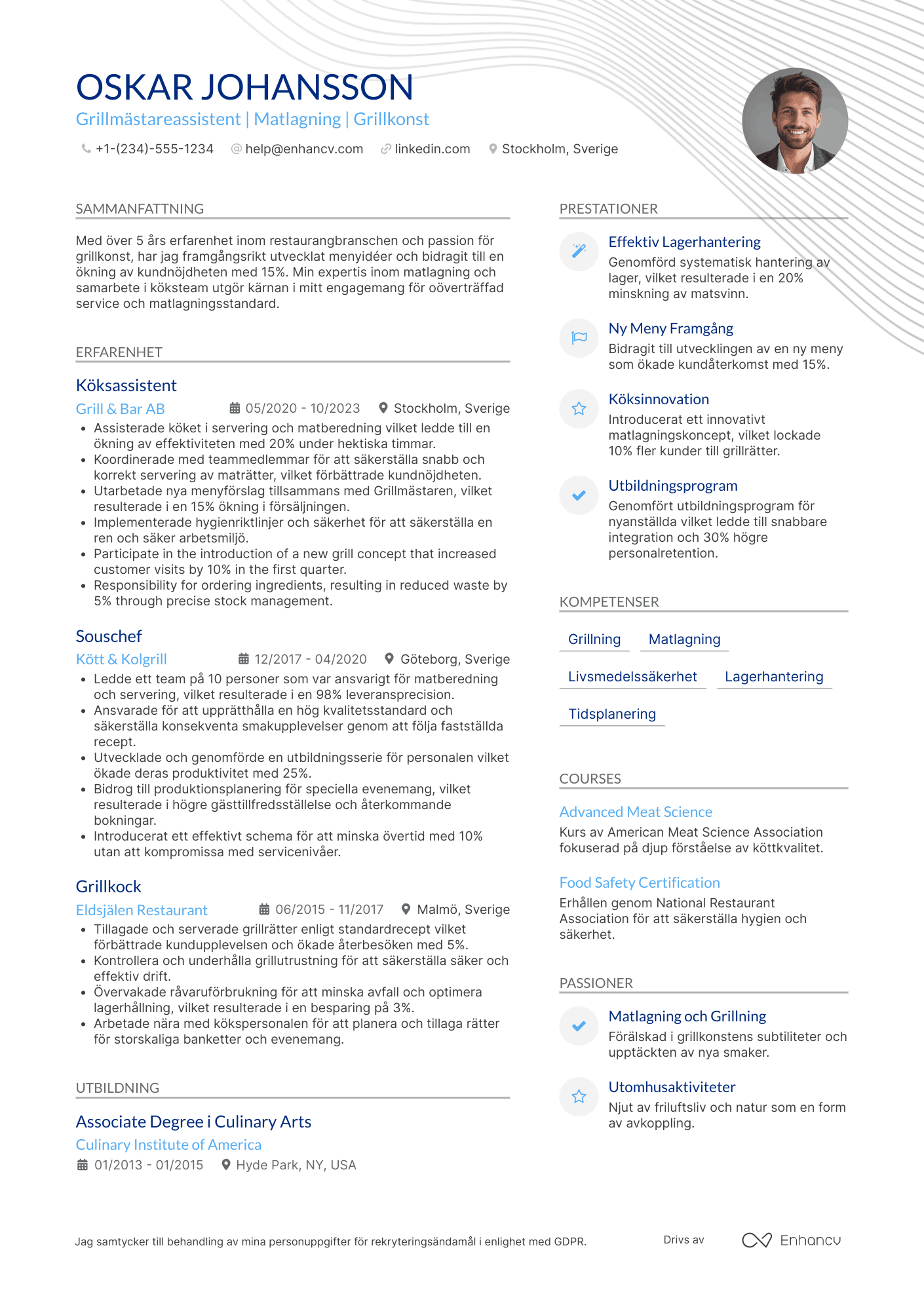 CV för Grillmästareassistent Resume Example