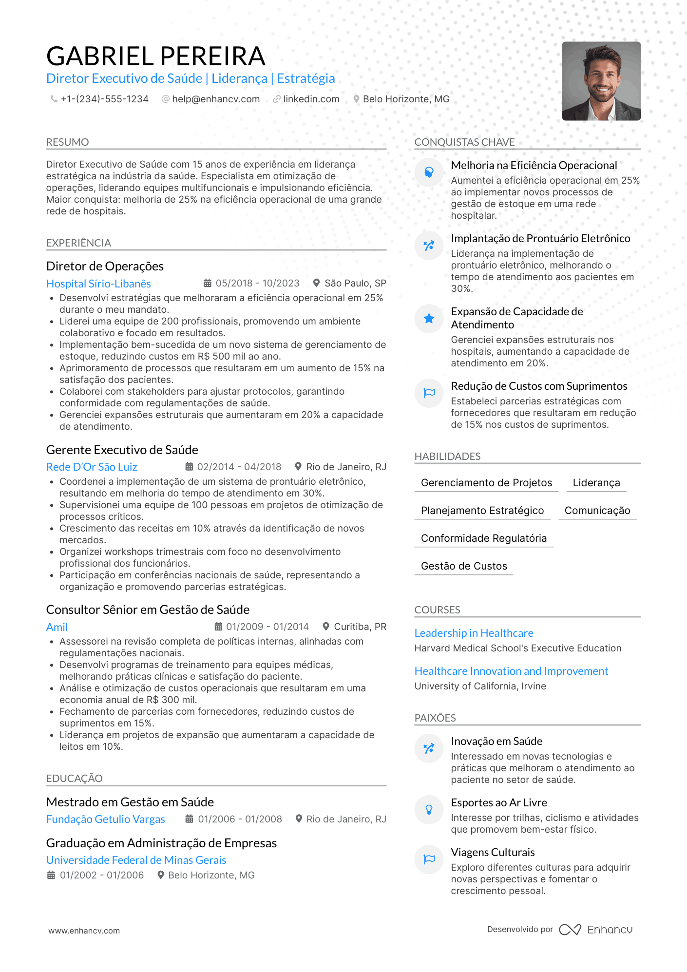 Currículo diretor executivo de saúde Resume Example
