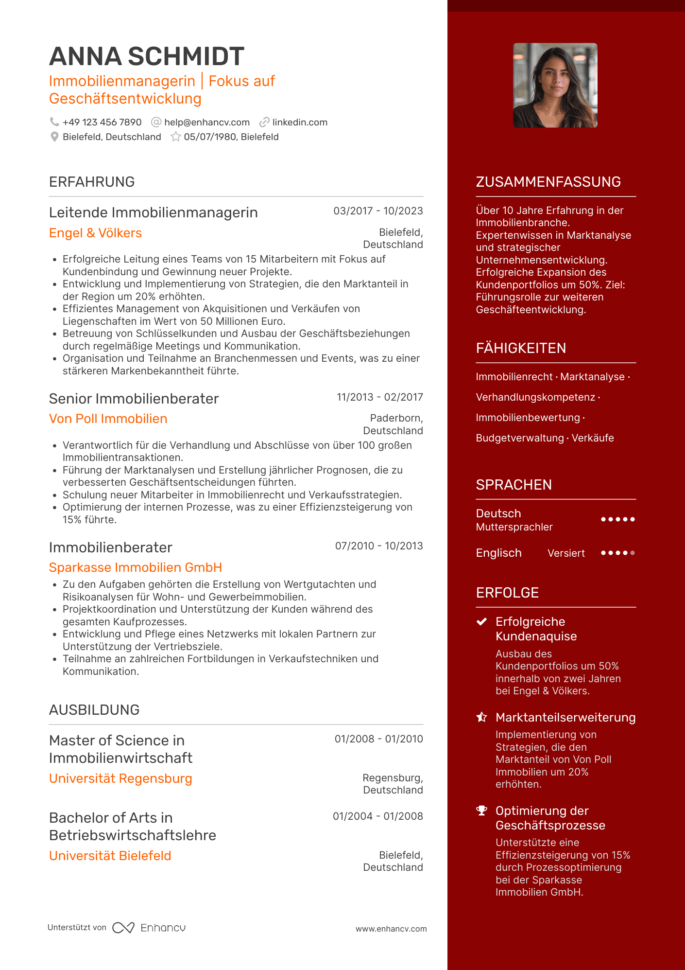 Lebenslauf als Immobilienmakler Geschäftsführer Resume Example