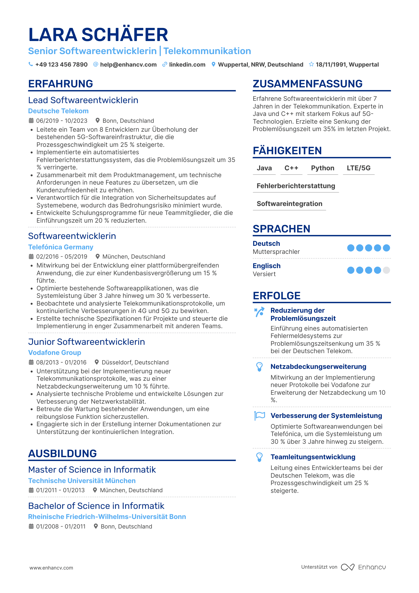 Lebenslauf in Programmierer in der Telekommunikationsindustrie Resume Example