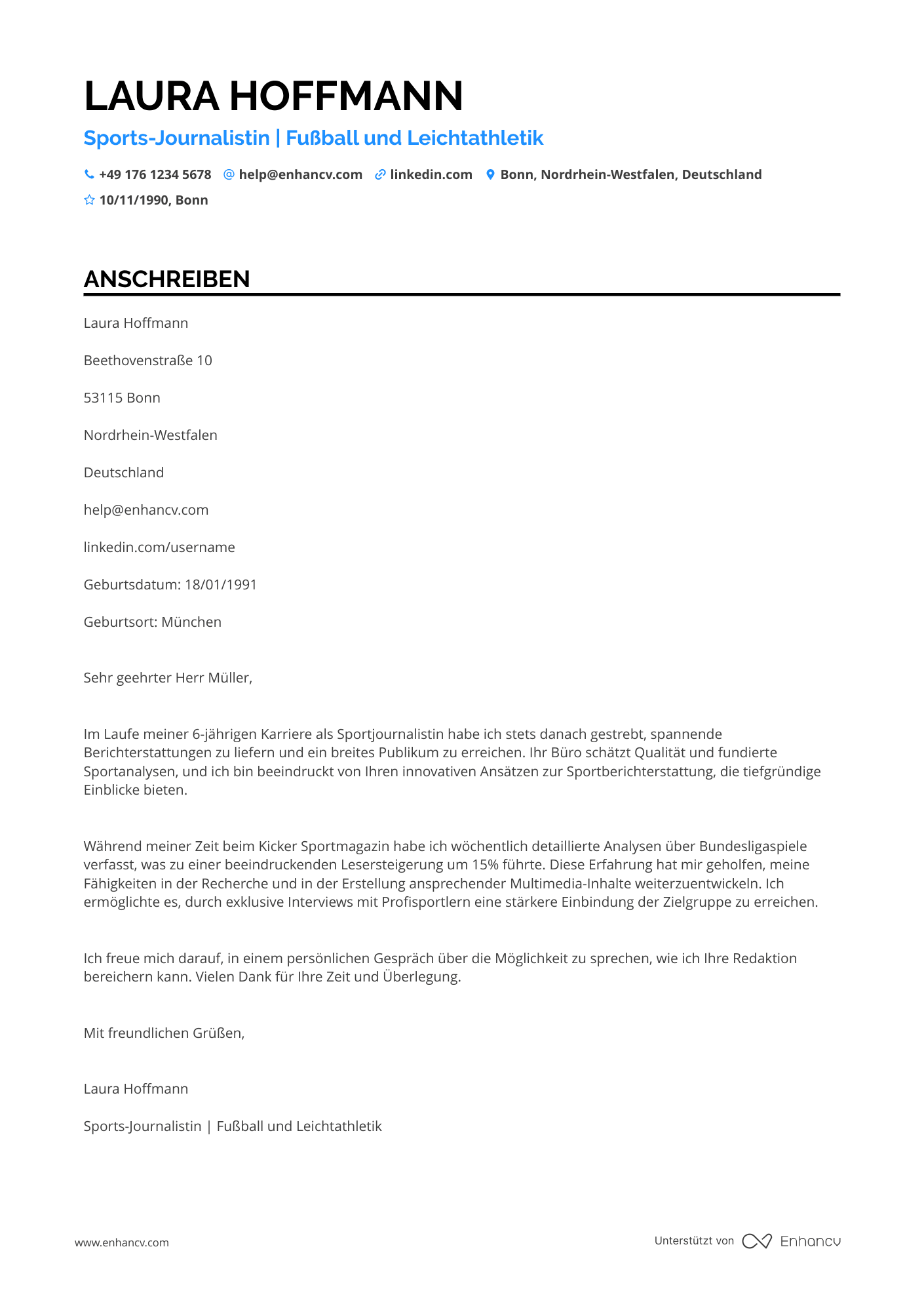 Sportjournalist Resume Example