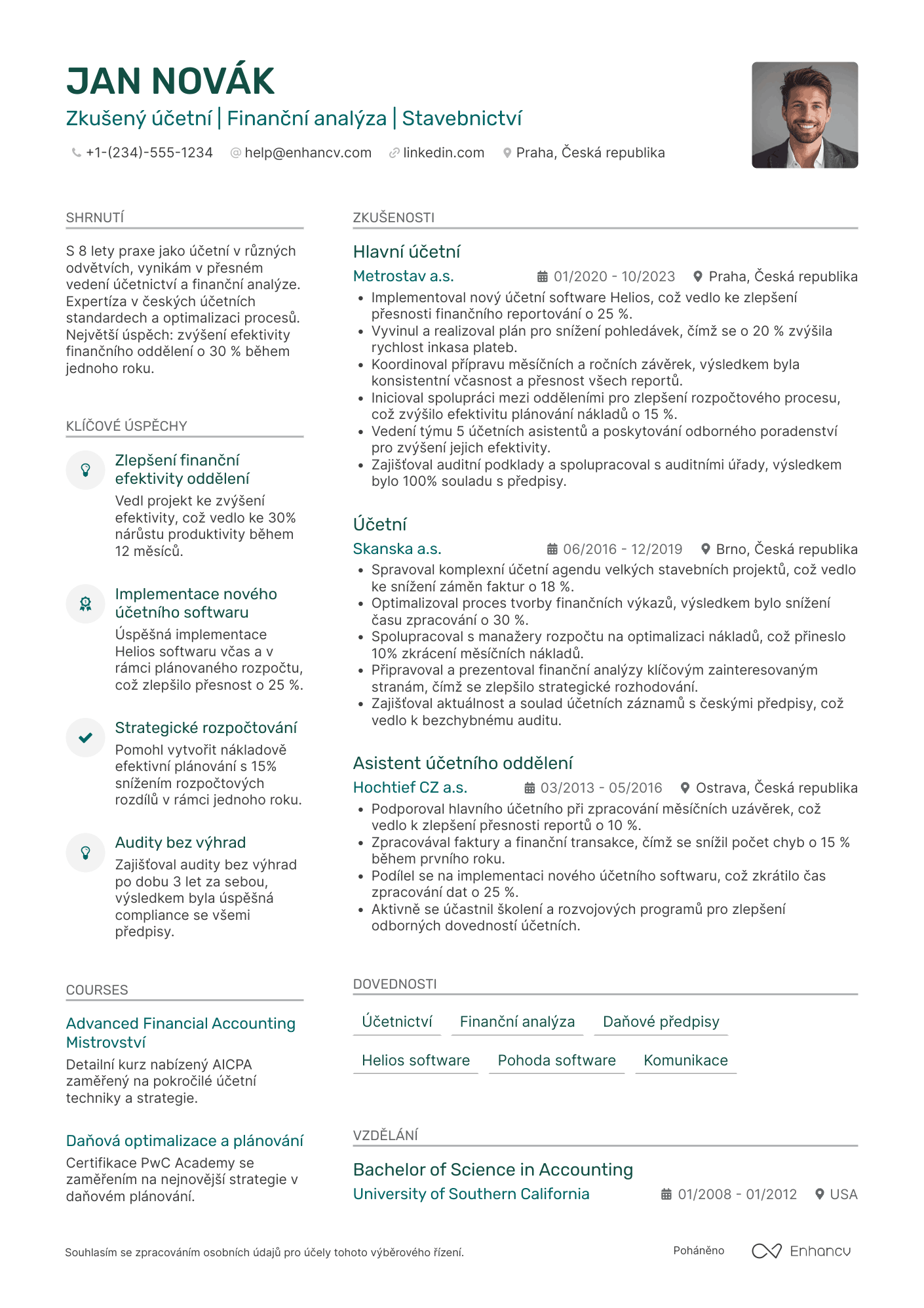 Životopis pro Účetní ve Stavebnictví Resume Example