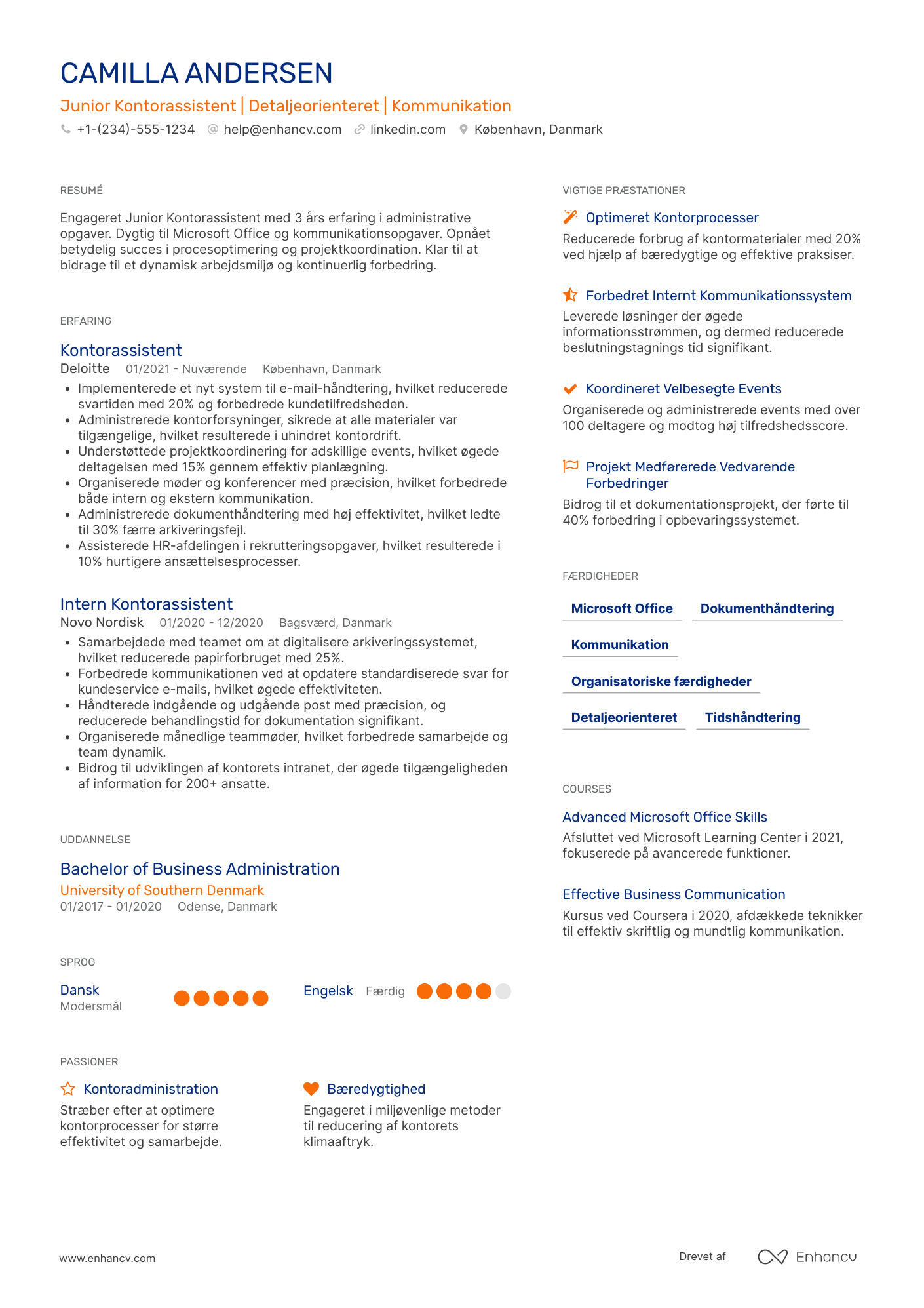CV til Junior Kontorassistent Resume Example