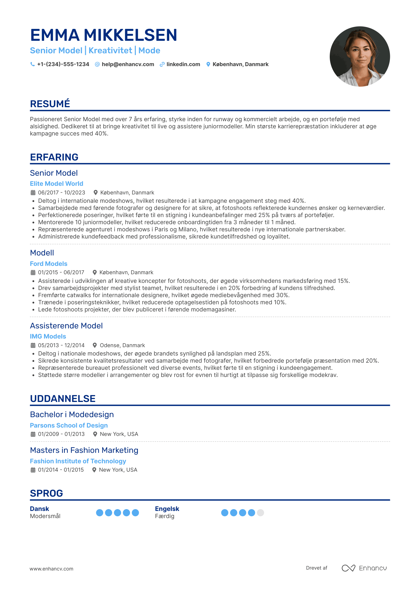 CV til Senior model Resume Example