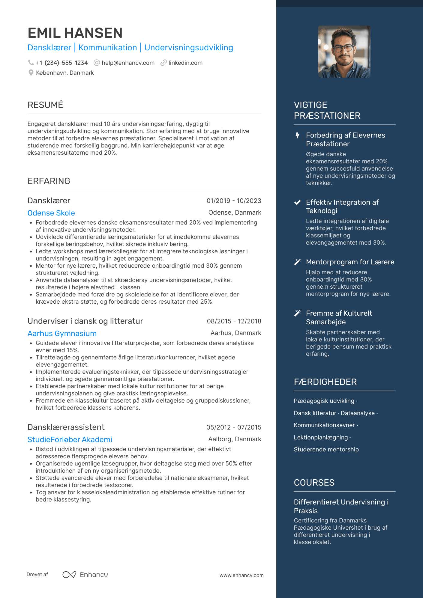 CV til Dansklærer Resume Example