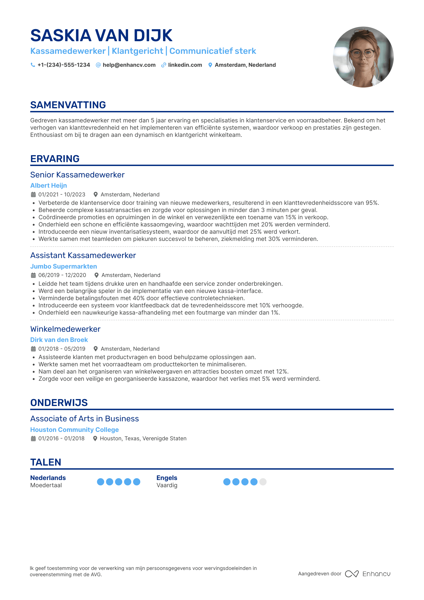 CV voor Assistent Kassamedewerker Resume Example