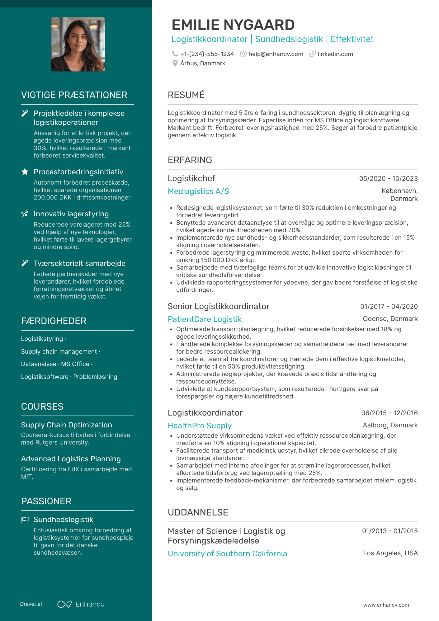 CV til Logistikkoordinator i sundhedssektoren Resume Example
