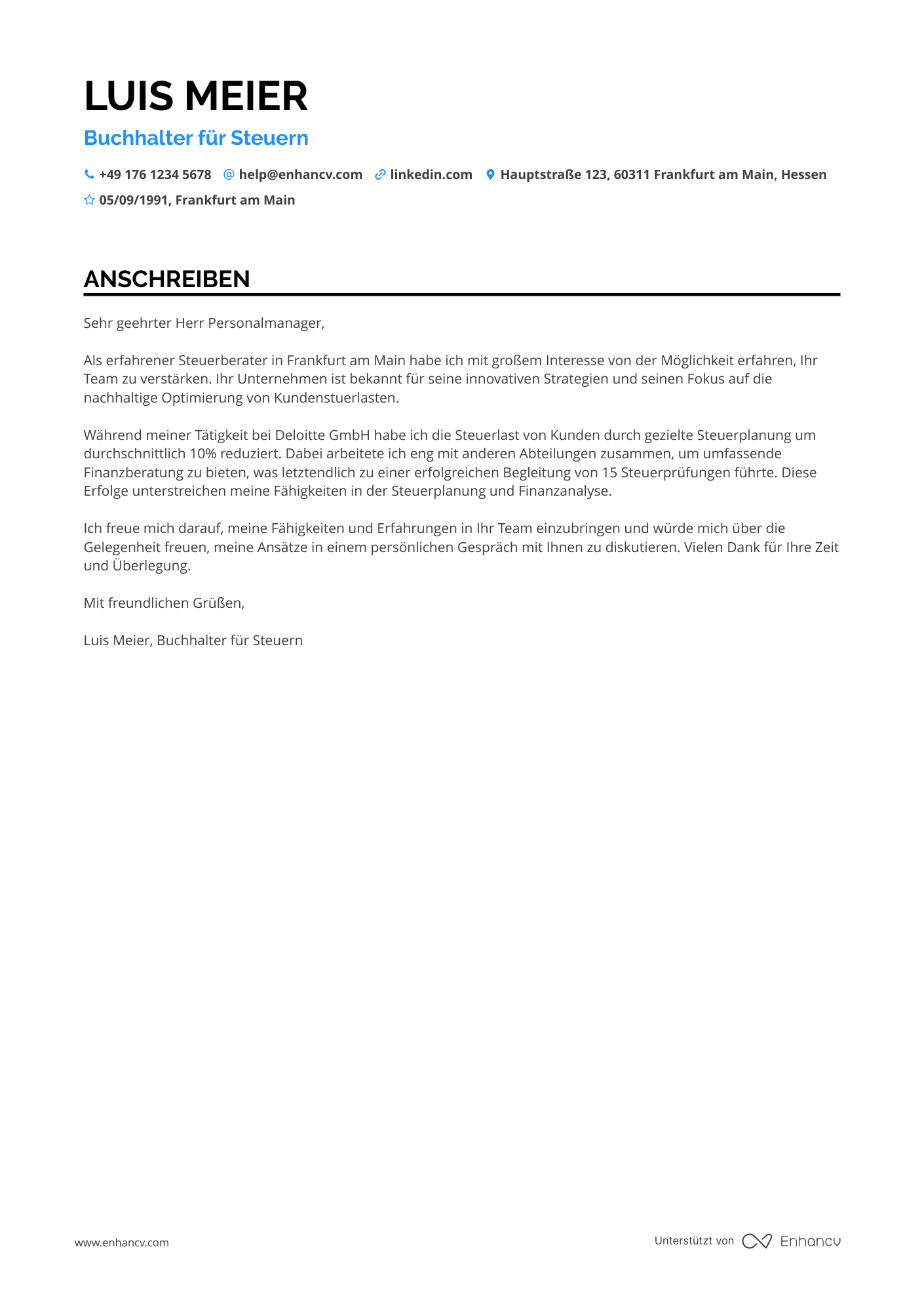 Buchhalter für Steuern Resume Example
