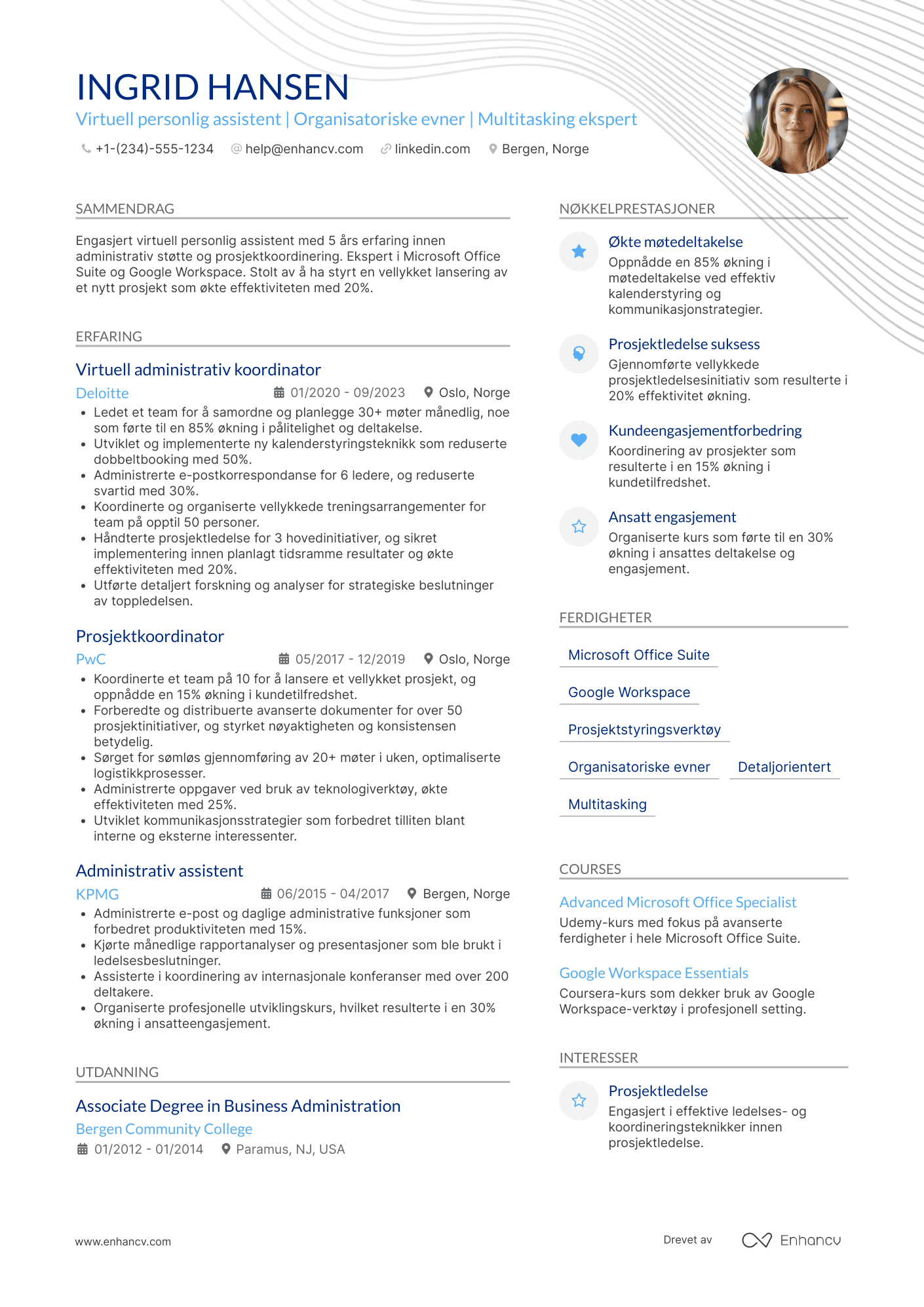 CV for Virtuell personlig assistent Resume Example